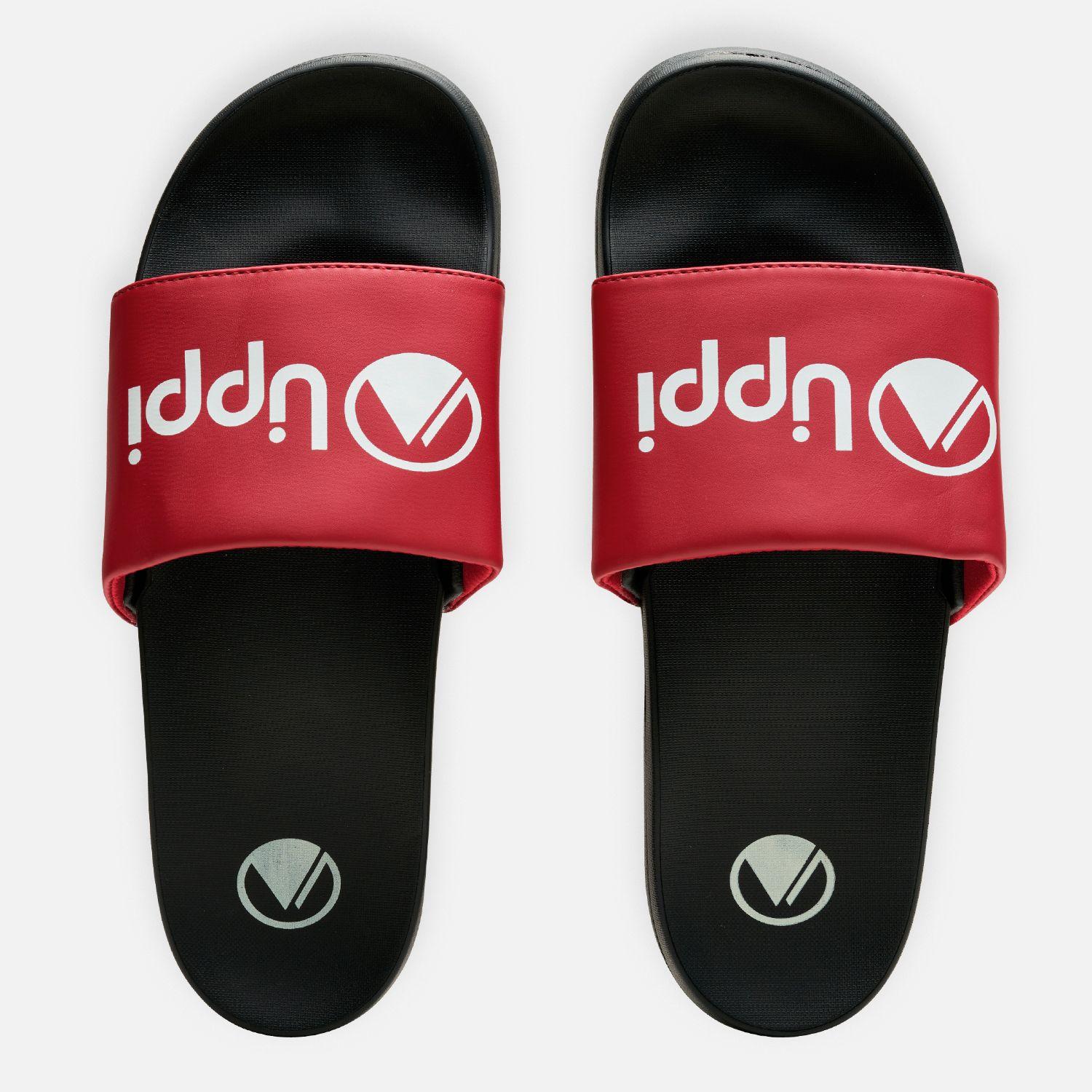 Sandalia Hombre Insigne Slide Negro Rojo Lippi-3