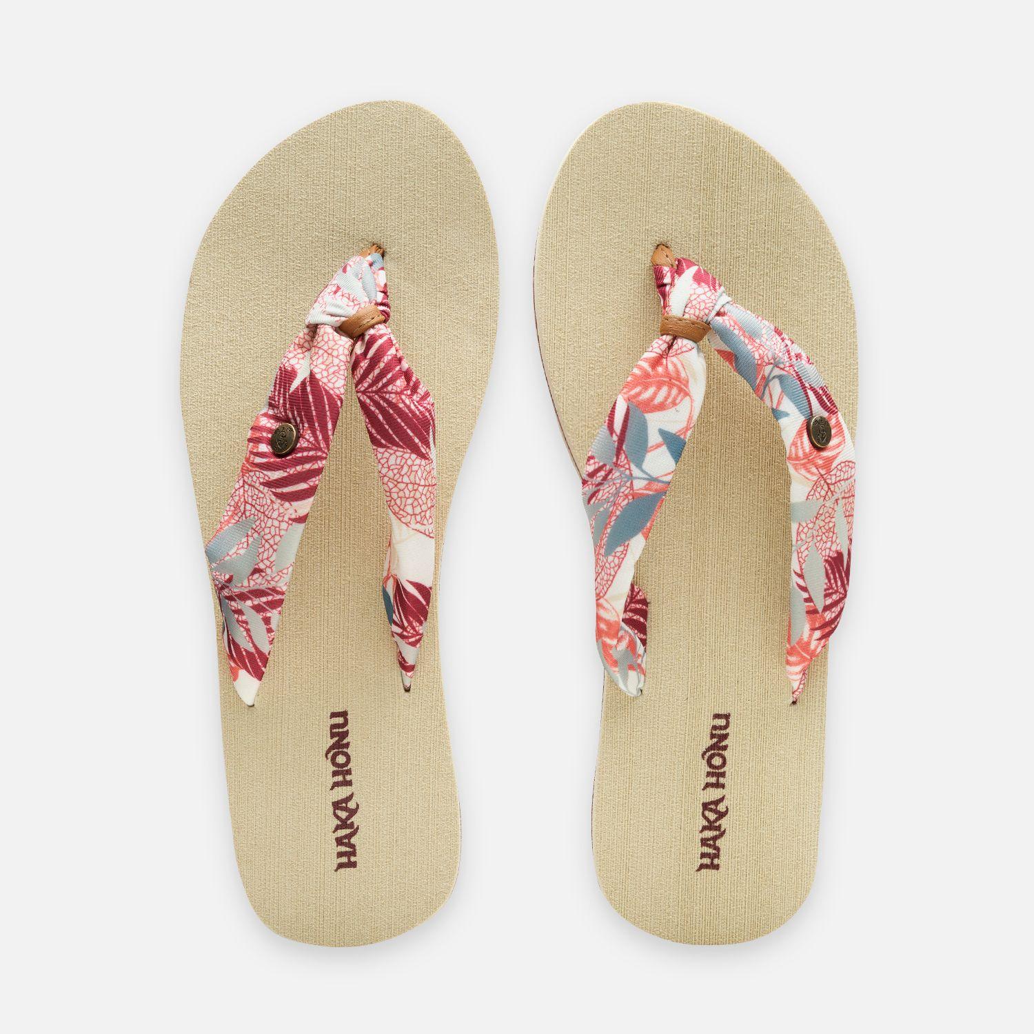 Sandalia Mujer Shancleta Crema Burdeo Haka Honu-3