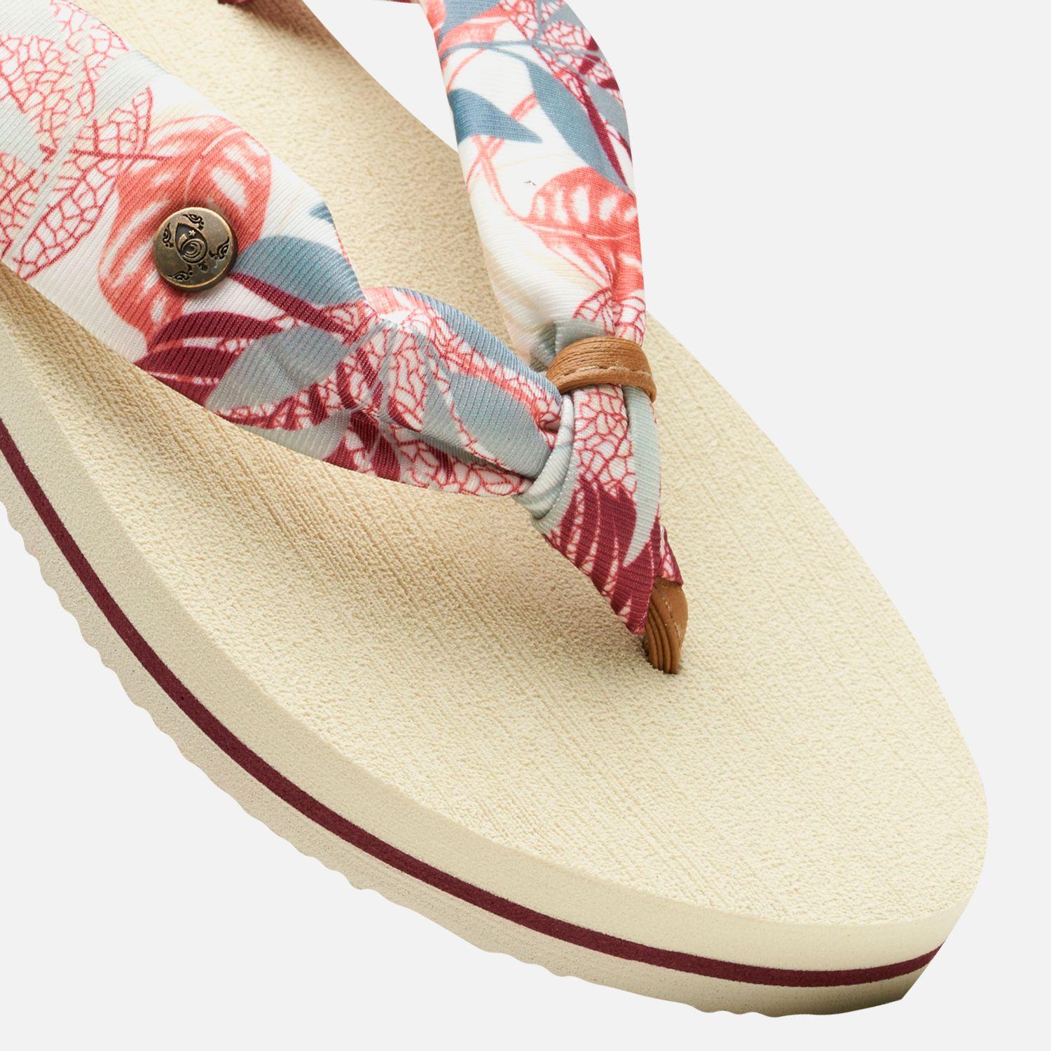 Sandalia Mujer Shancleta Crema Burdeo Haka Honu-4