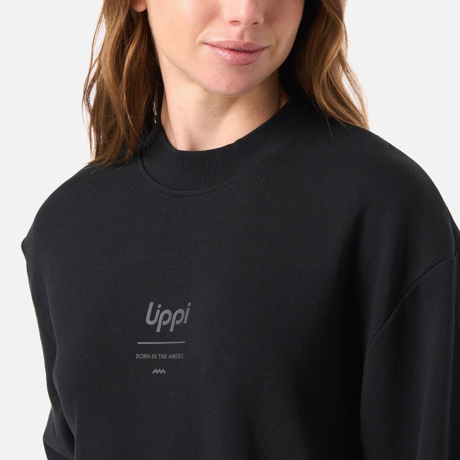 Polerón Mujer Ulmo Light Mid Point Crewneck Sweatshirt Negro Lippi V26-3