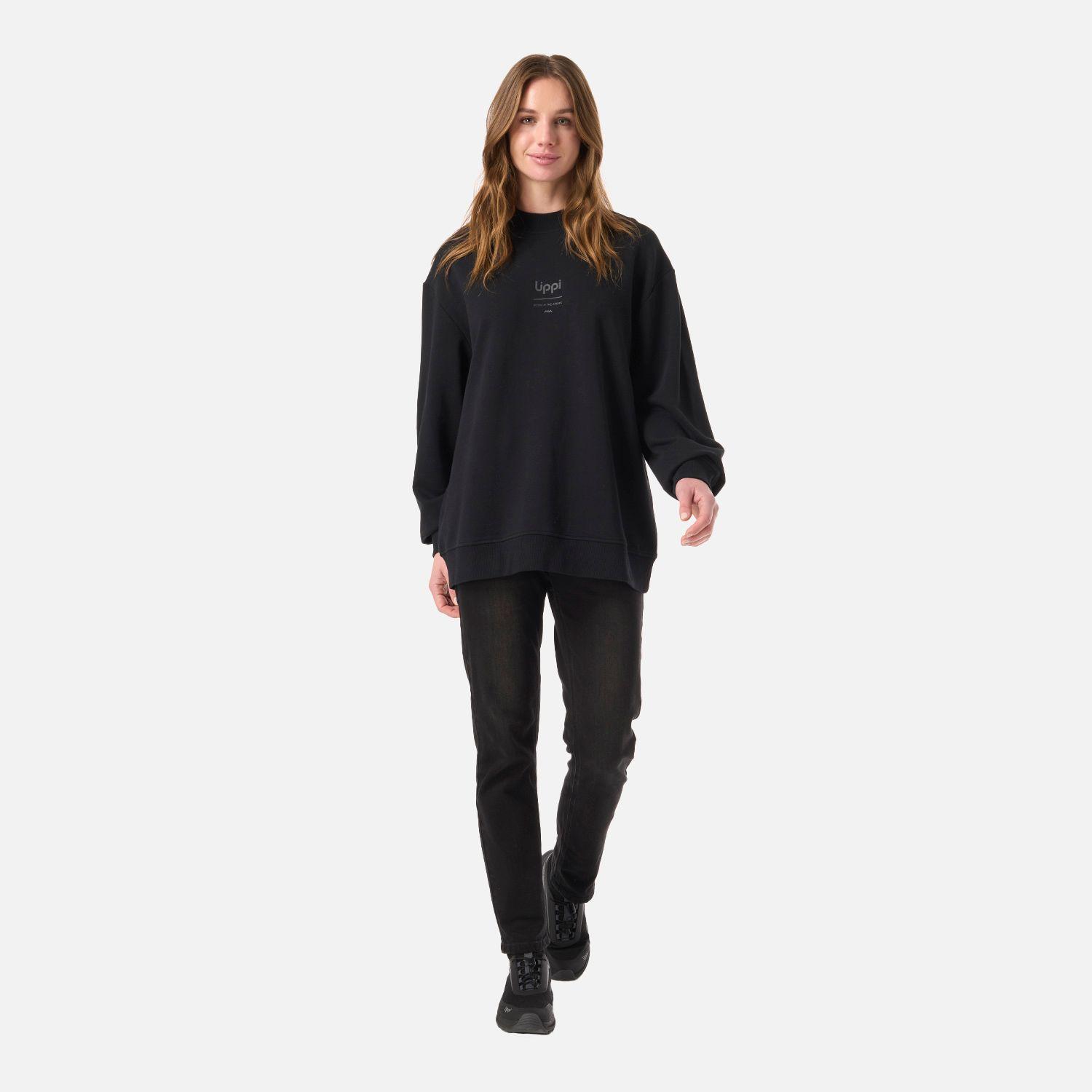 Polerón Mujer Ulmo Light Mid Point Crewneck Sweatshirt Negro Lippi V26-4
