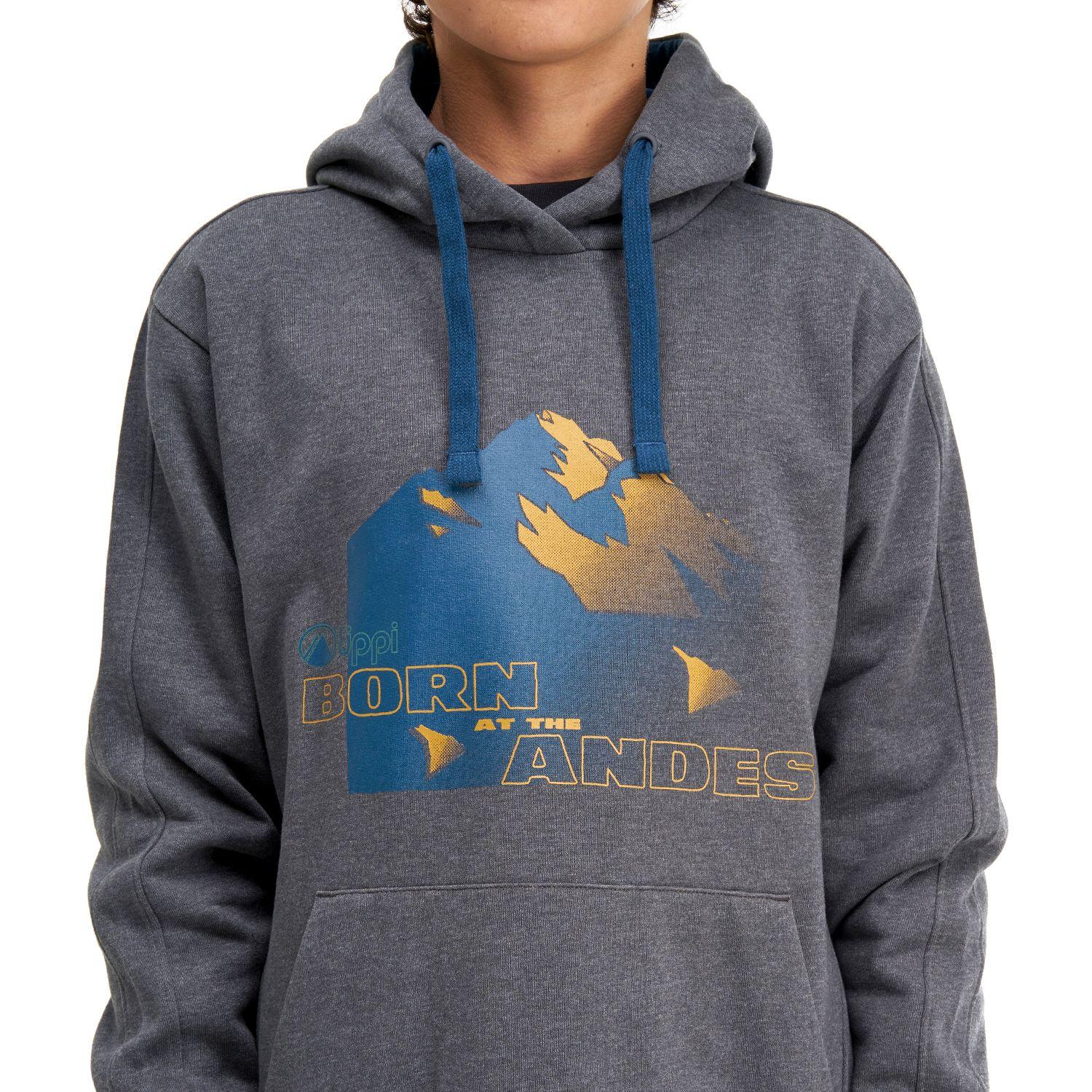 Poleron Teen Boy Insigne Hoody Sweatshirt Melange Gris Oscuro Lippi-4