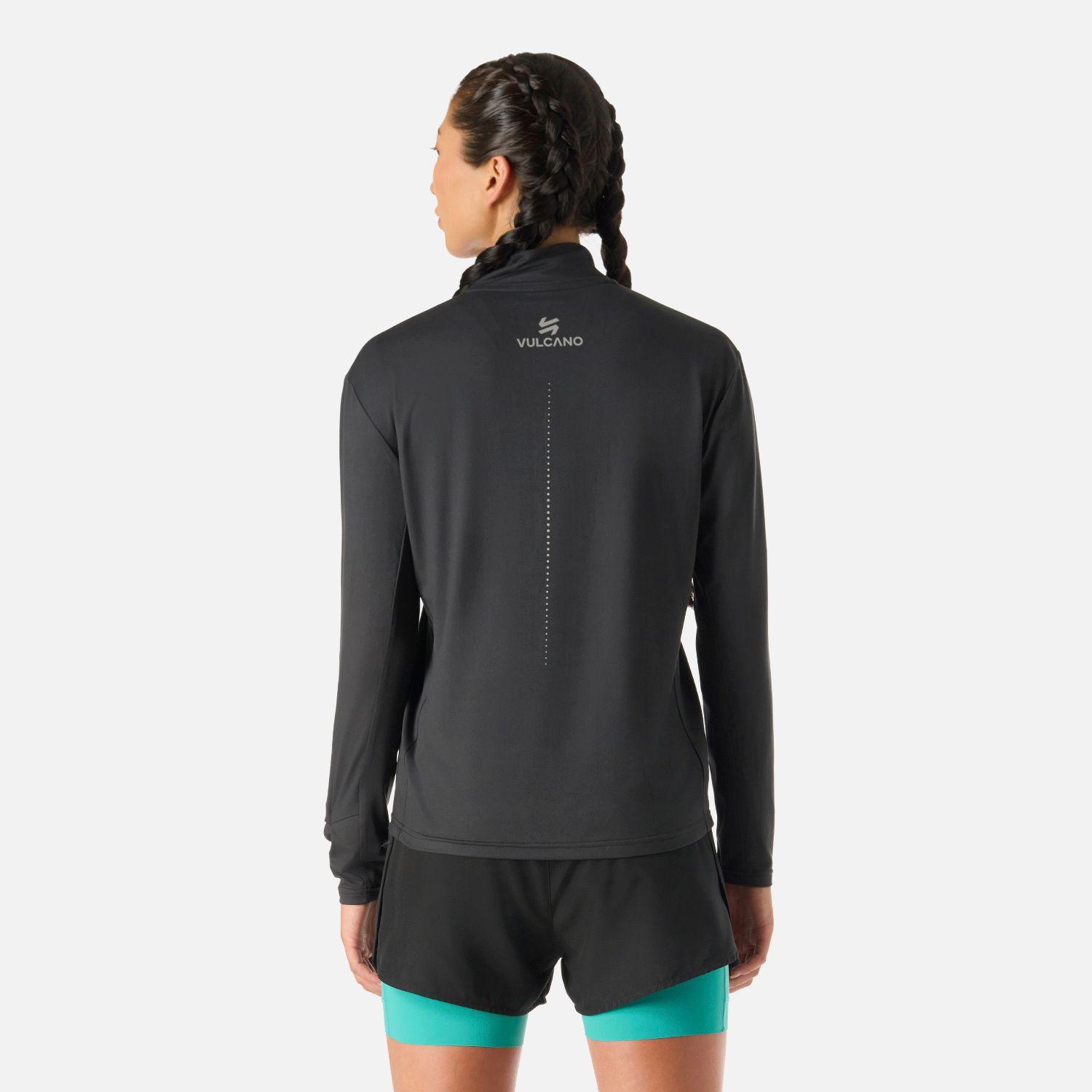 Polerón Mujer Tempo 1/4 Zip Midlayer Negro Vulcano-3