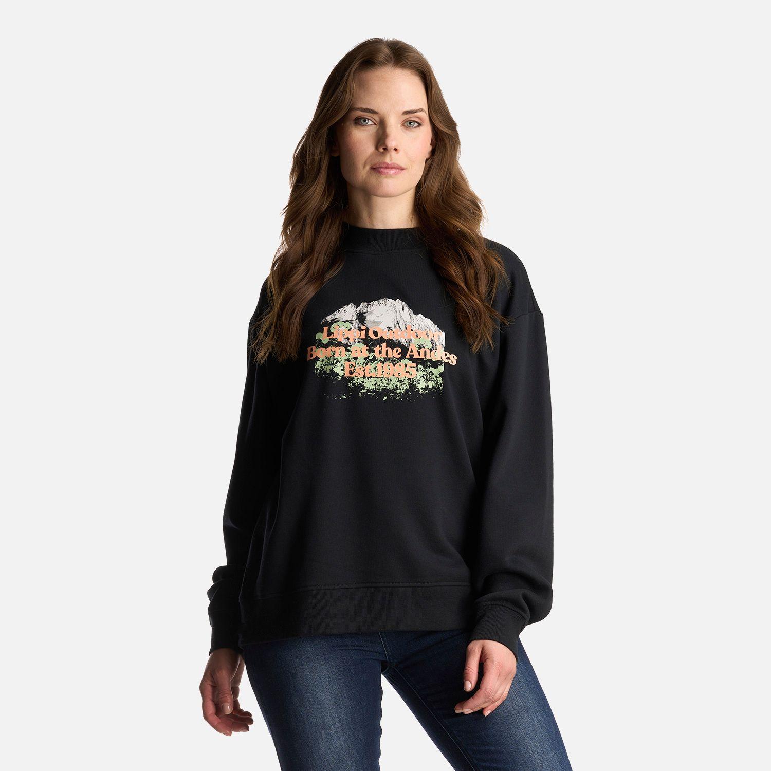 Poleron Mujer Insigne Crewneck Sweatshirt Front Print Negro Lippi-1