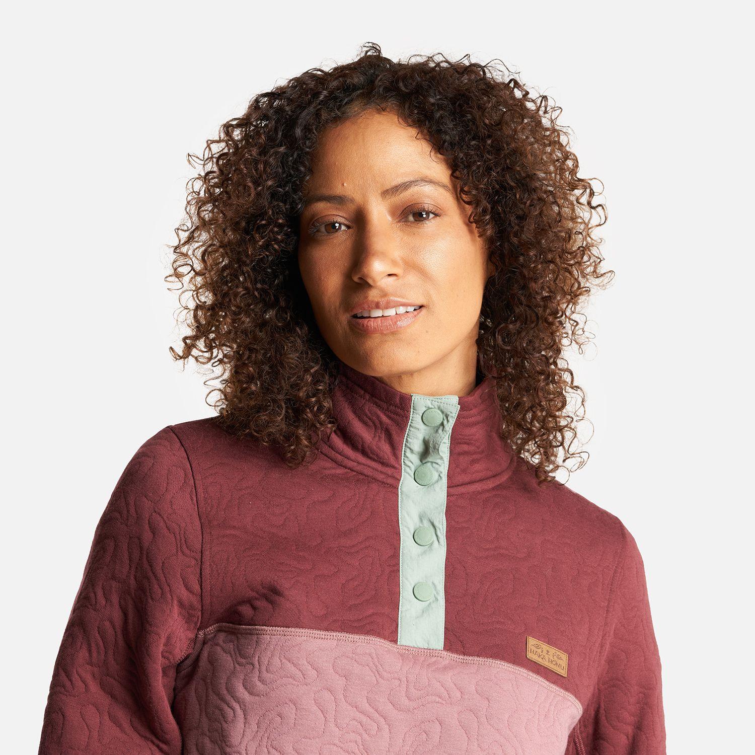 Poleron Mujer Tokerau Insulado Burdeo/Palo Rosa Haka Honu-4