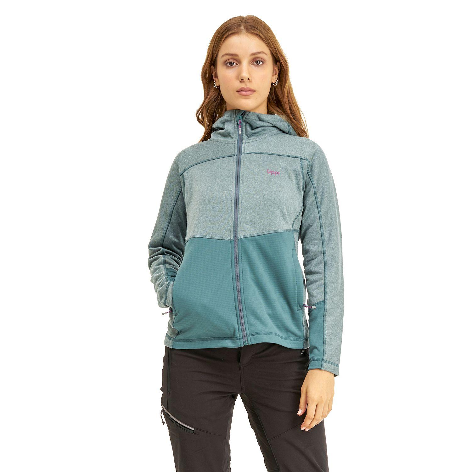 Poleron Mujer Wellness Nano-F Hoody Jacket Melange Turquesa Lippi-1