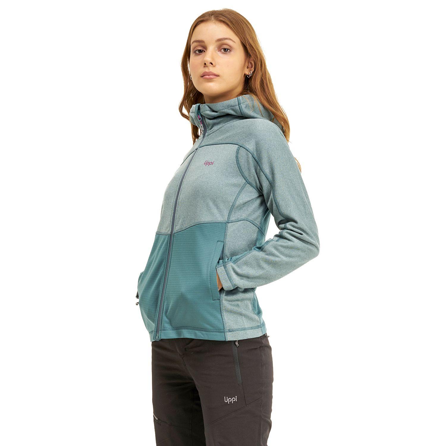 Poleron Mujer Wellness Nano-F Hoody Jacket Melange Turquesa Lippi-2