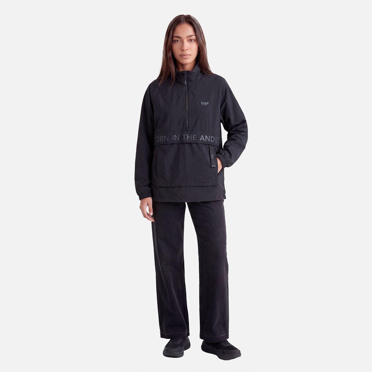 Chaqueta Mujer WindCity WindBreaker 1/4 Zip Jacket Negro Lippi V27-3