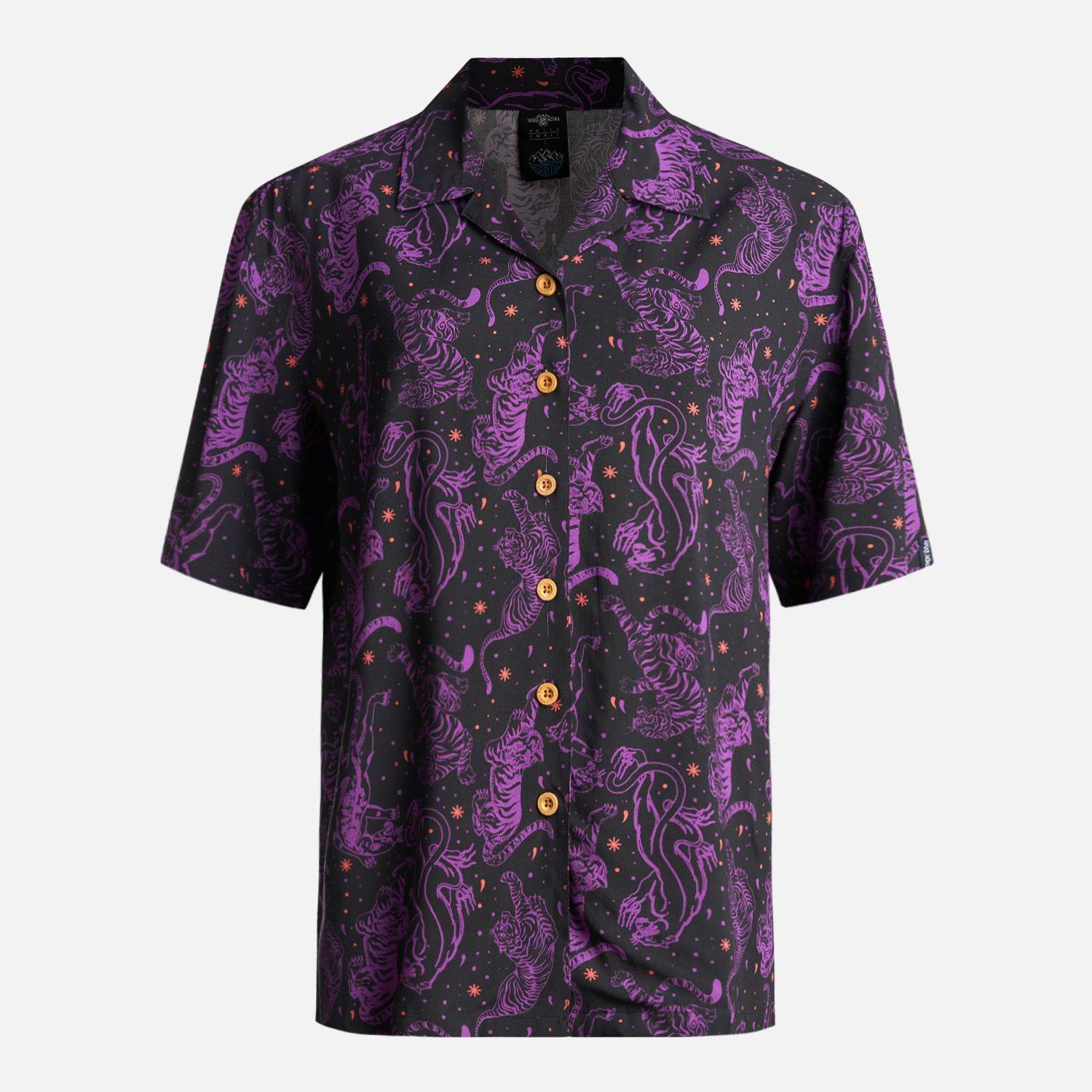 Camisa Mujer Cola de Tigre Print Negro Haka Honu-0