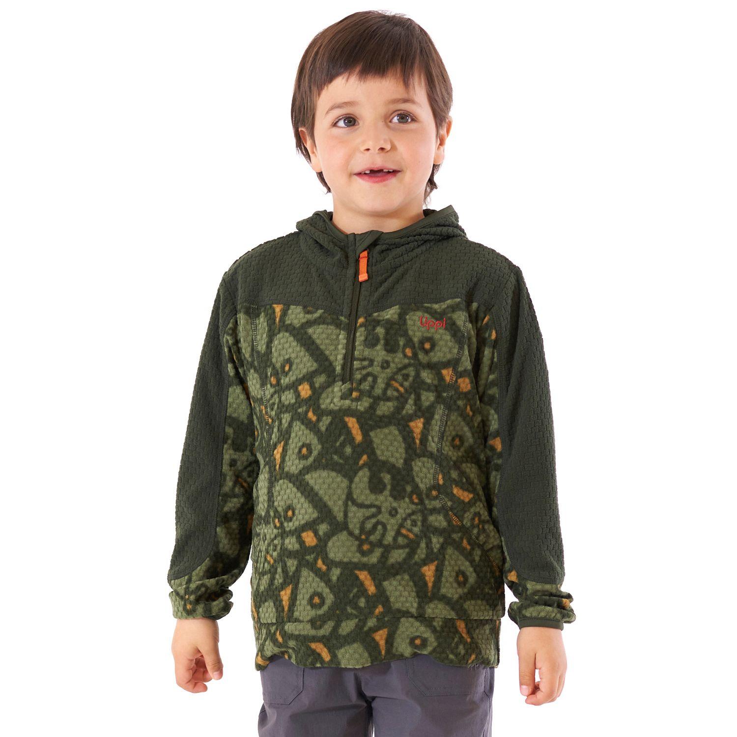 Poleron Niño Saltamontes Nano-F 1/4 Zip Hoody Print Verde Militar Lippi-1
