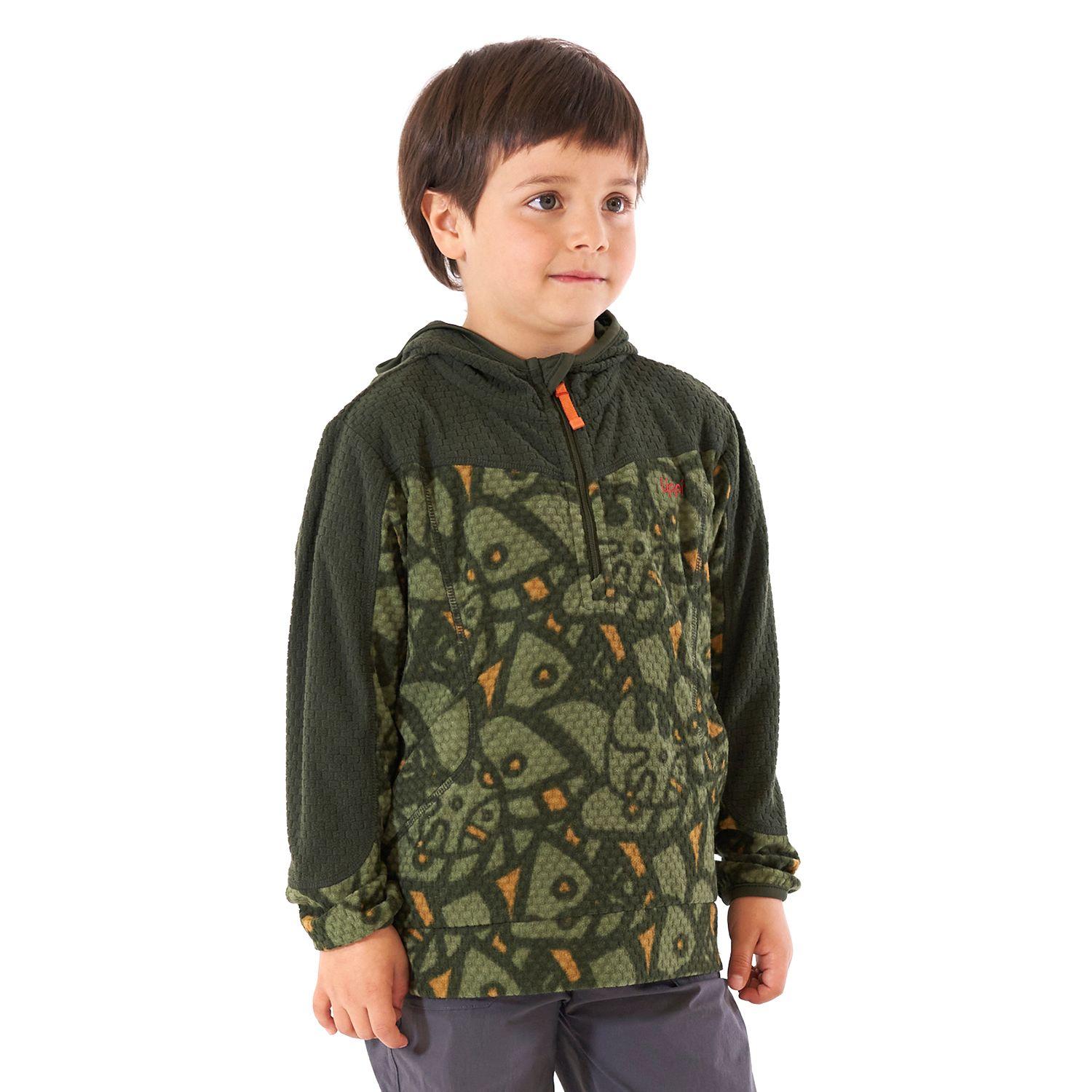 Poleron Niño Saltamontes Nano-F 1/4 Zip Hoody Print Verde Militar Lippi-2