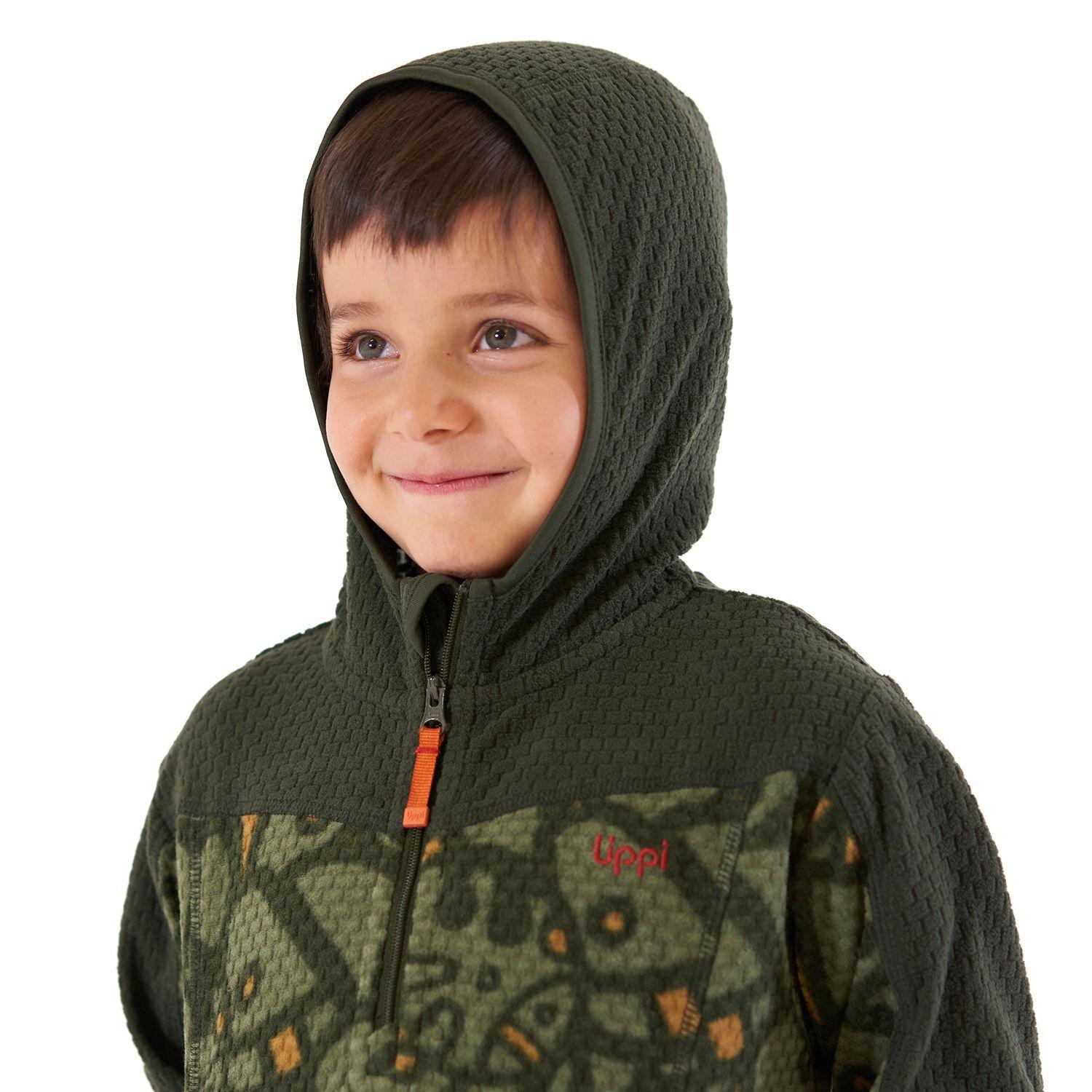 Poleron Niño Saltamontes Nano-F 1/4 Zip Hoody Print Verde Militar Lippi-4