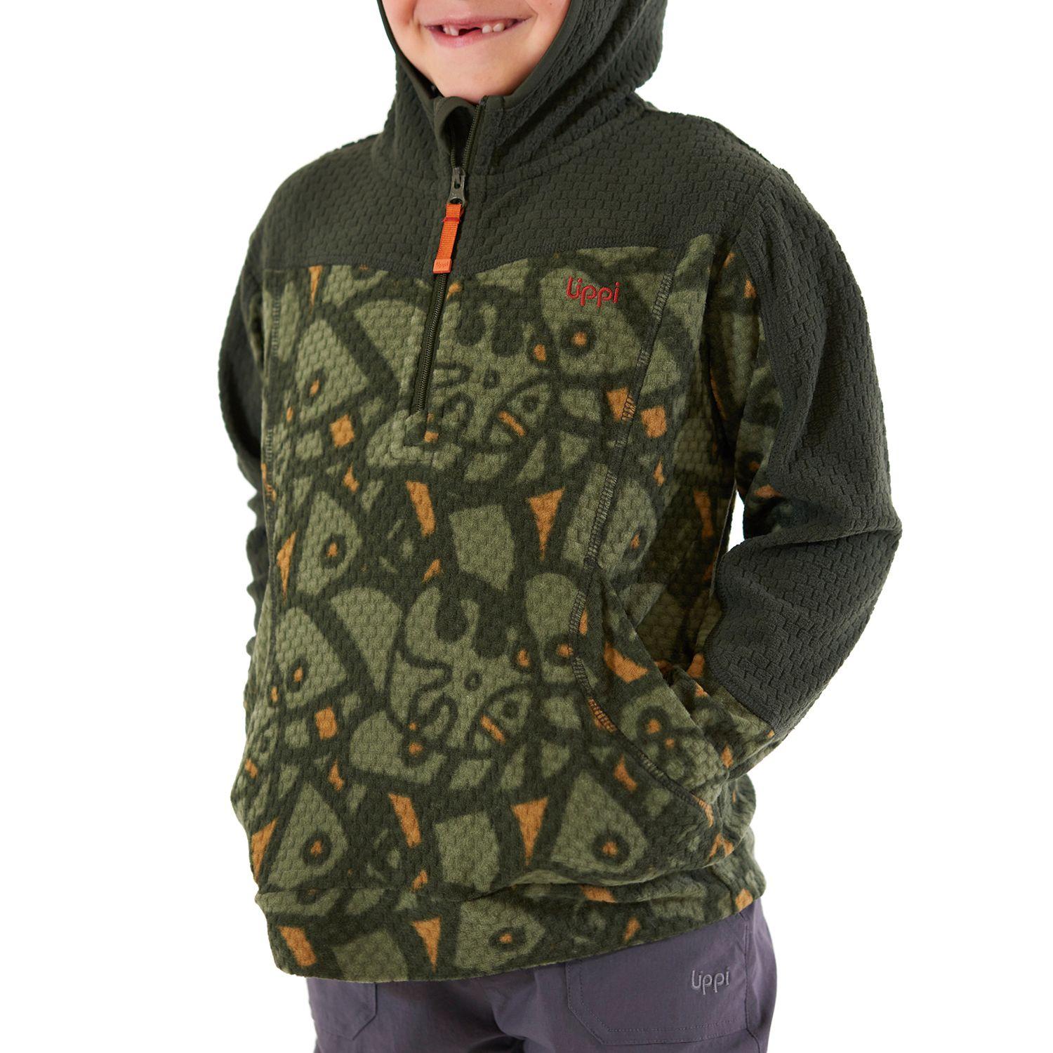 Poleron Niño Saltamontes Nano-F 1/4 Zip Hoody Print Verde Militar Lippi-5