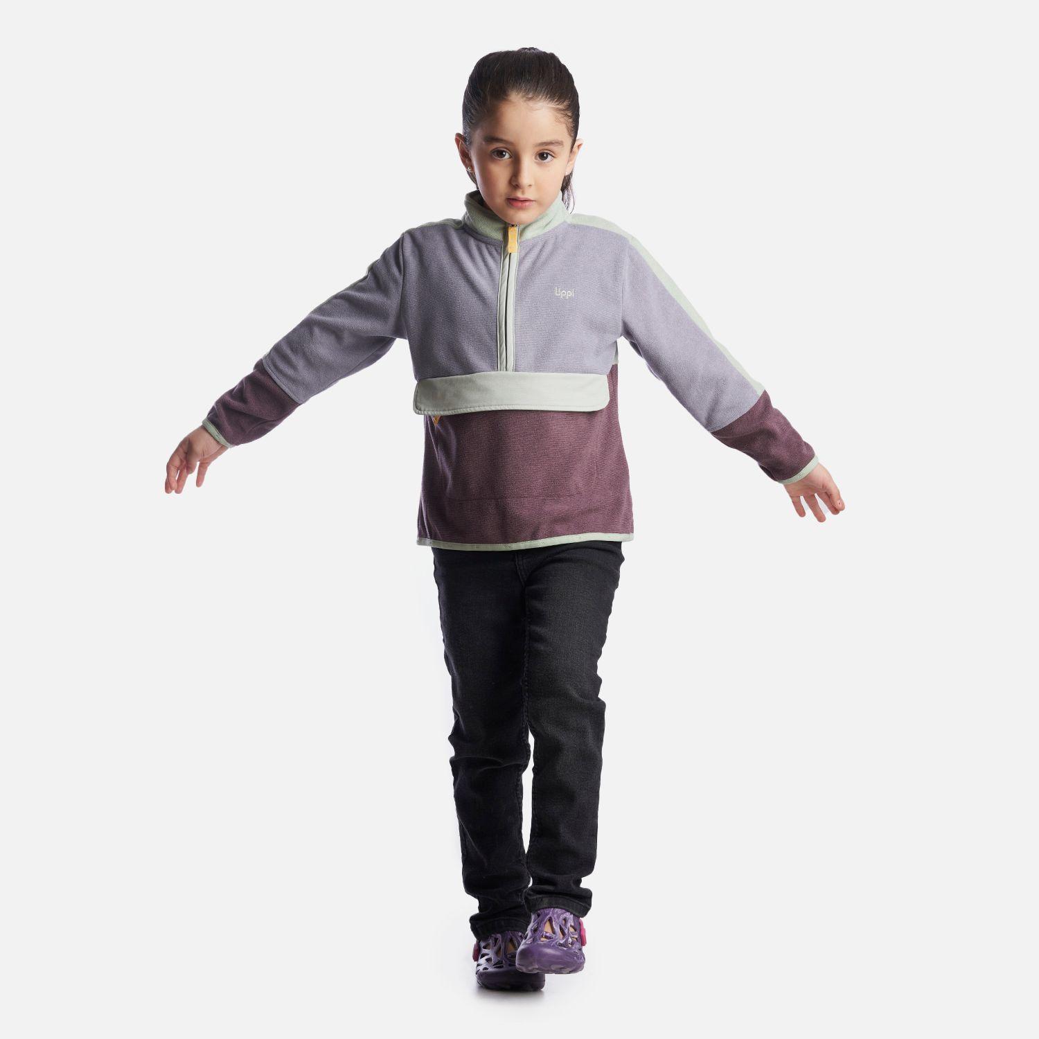 Poleron Niña FirePlace 1/4 Zip Sweatshirt Morado Claro Lippi-5