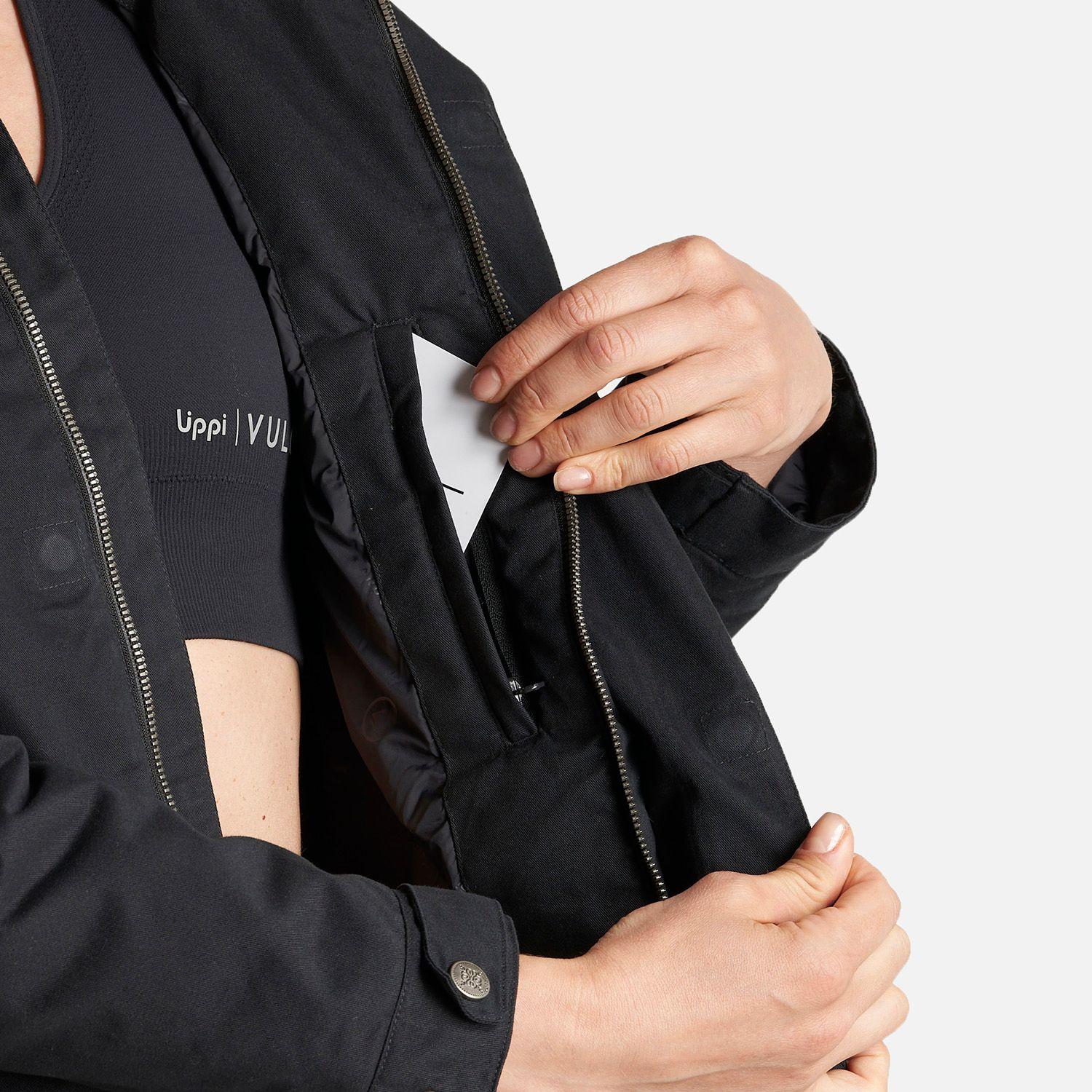 Chaqueta Mujer Peumo Canvas Hoody Jacket Negro Lippi I23-6