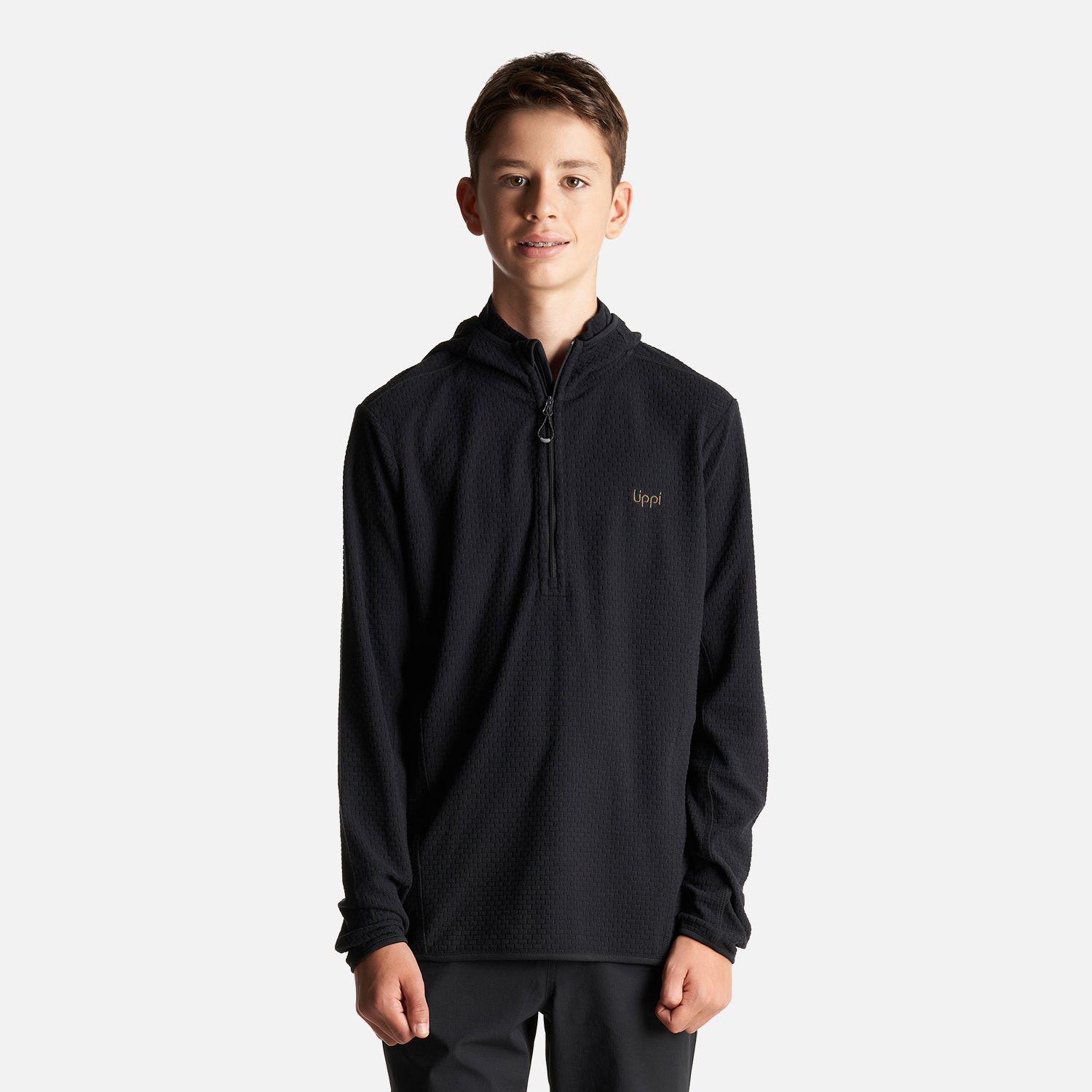 Poleron Teen Boy Mild Nano-F 14 Zip Hoody Negro Lippi I23-1