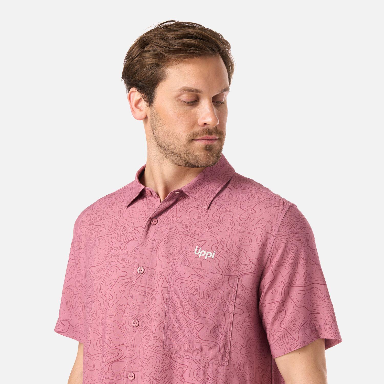 Camisa Hombre SeaSide Short Sleeve Shirt Print Rosa Oscuro Lippi V26-3