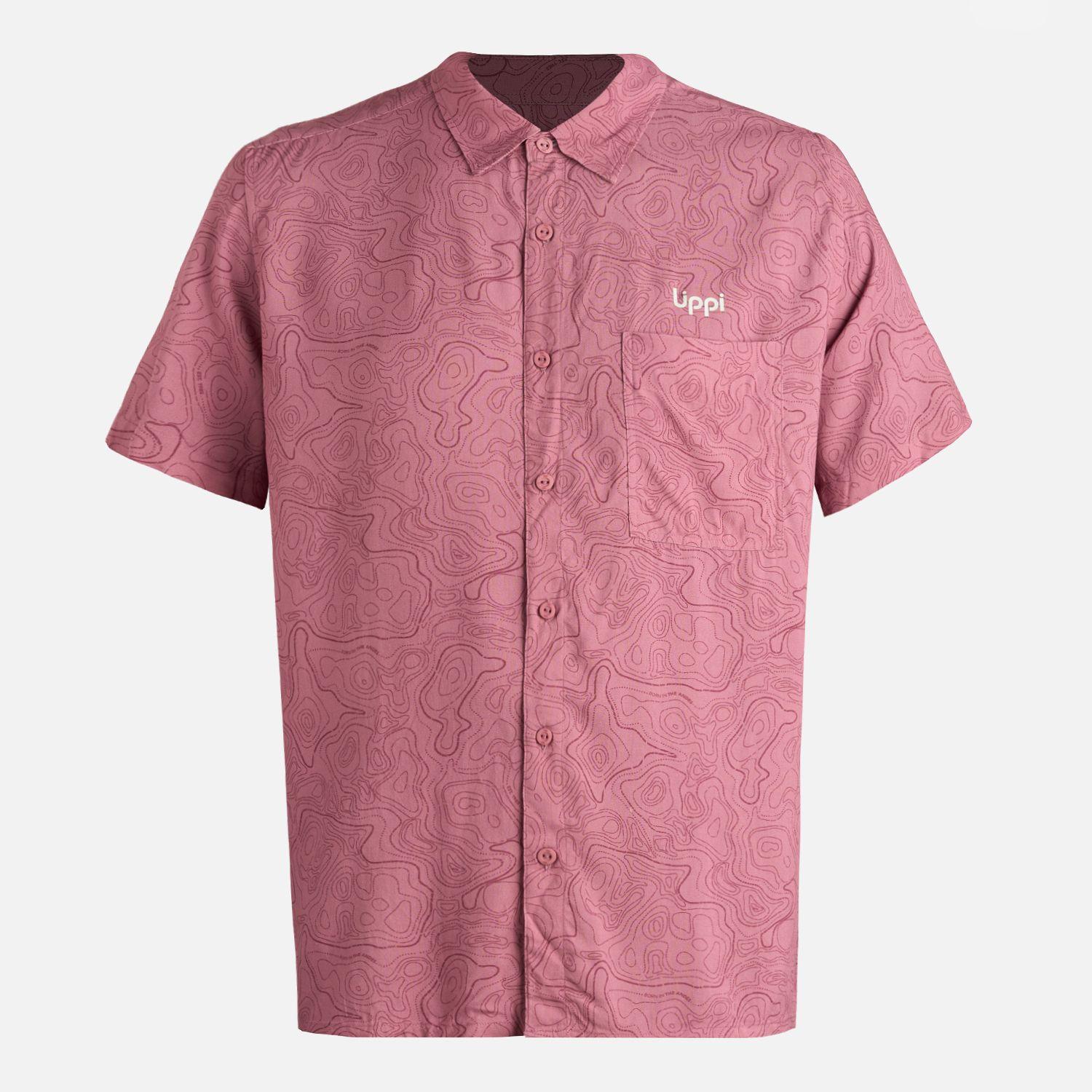 Camisa Hombre SeaSide Short Sleeve Shirt Print Rosa Oscuro Lippi V26-6