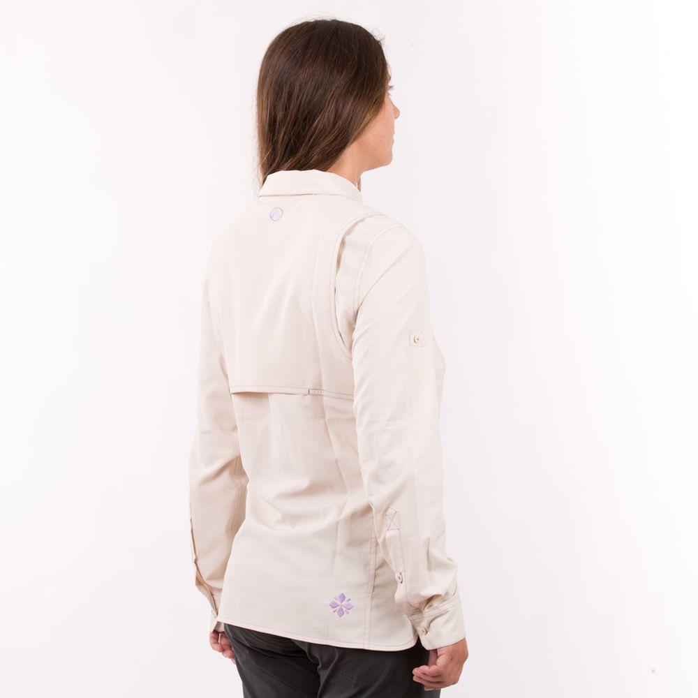 Camisa Mujer Rosselot Long Sleeve Q-Dry Shirt Crema Lippi V17-2