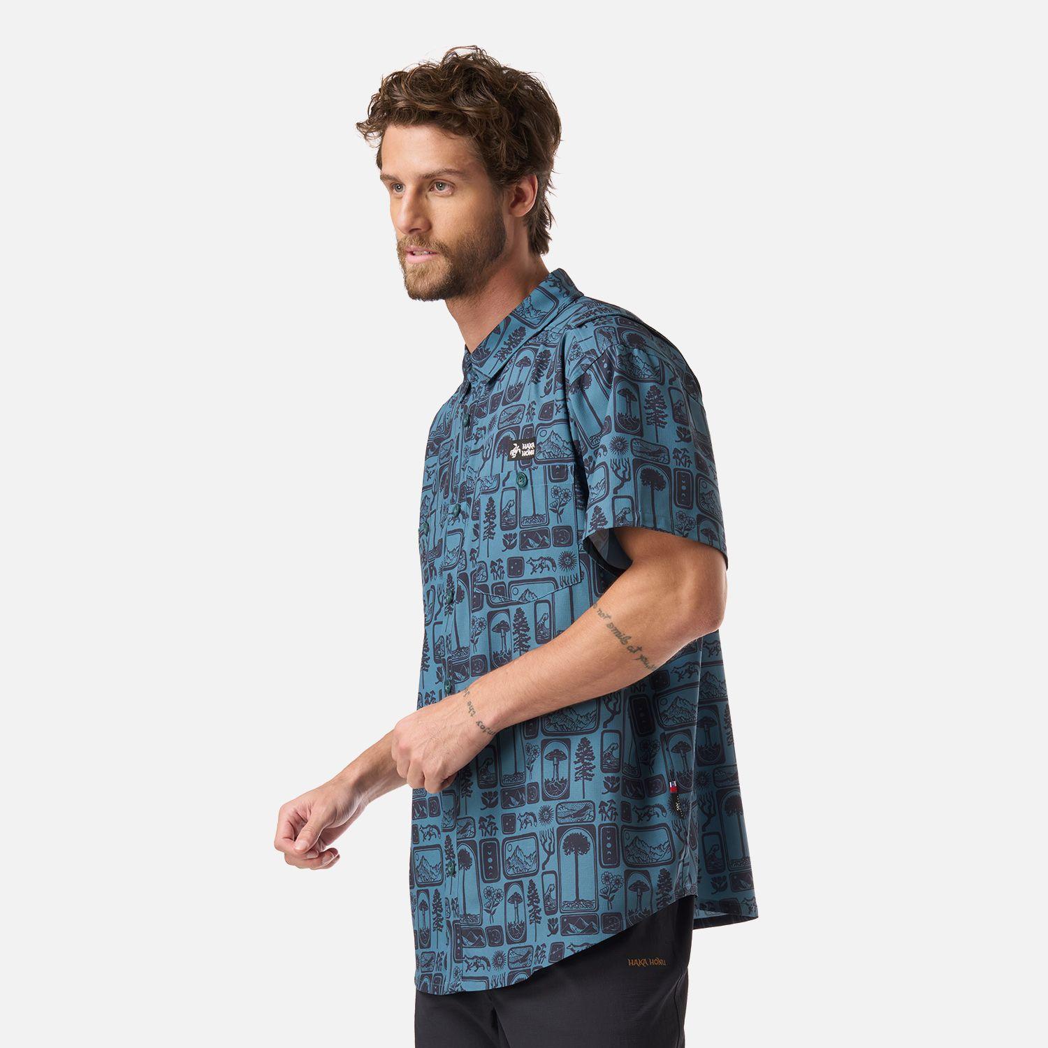 Camisa Hombre Cumbre Manga Corta Print Turquesa Haka Honu V26-1