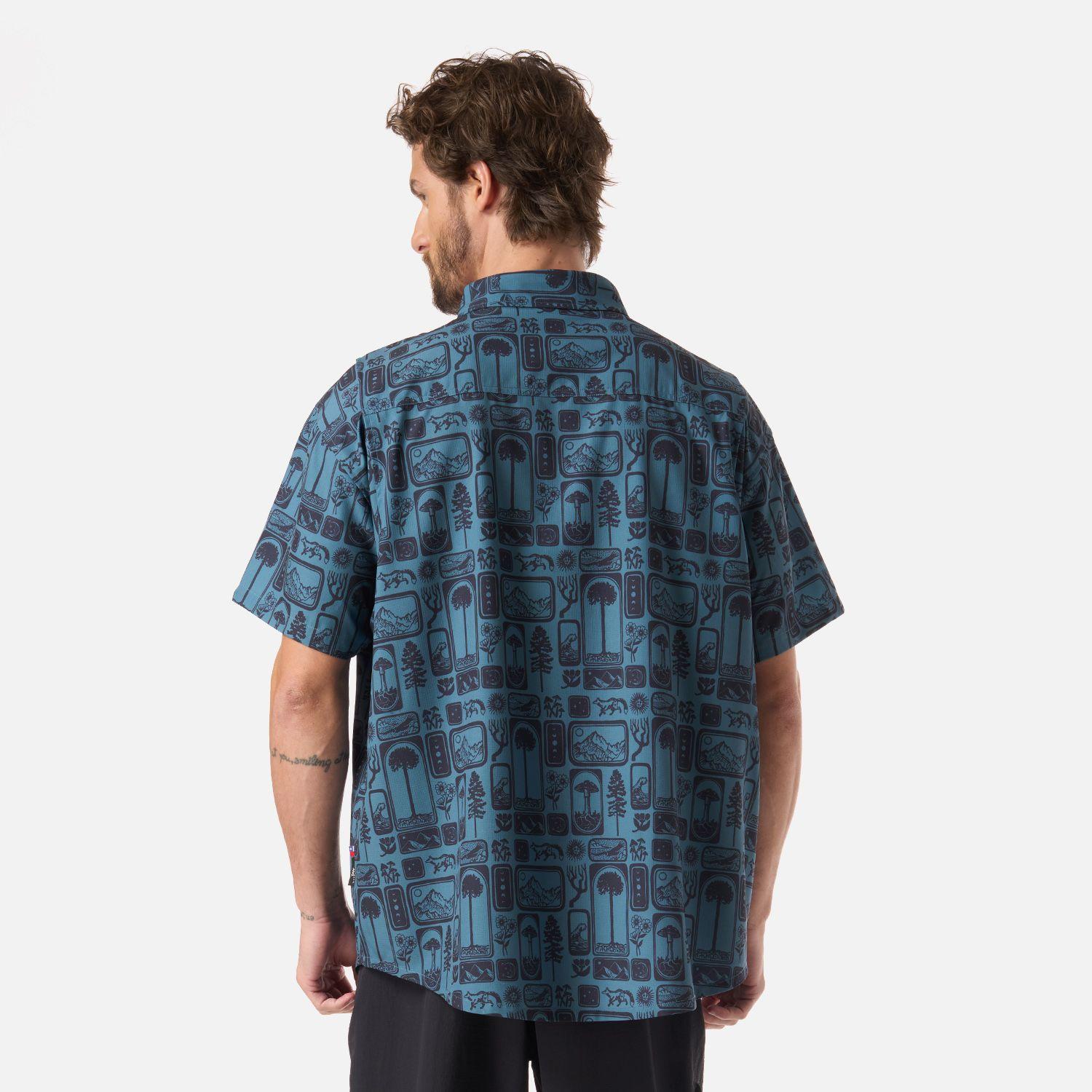 Camisa Hombre Cumbre Manga Corta Print Turquesa Haka Honu V26-2