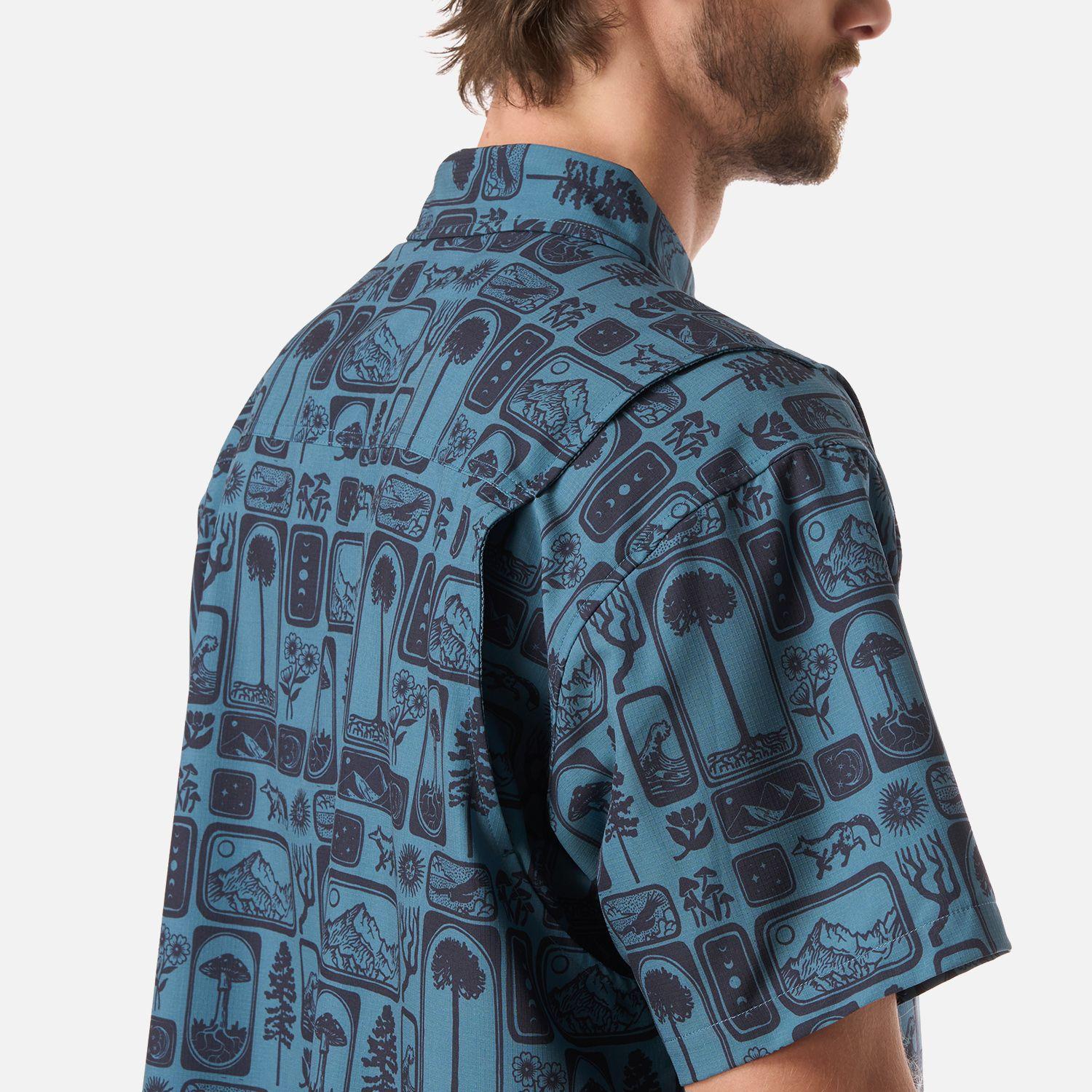 Camisa Hombre Cumbre Manga Corta Print Turquesa Haka Honu V26-4
