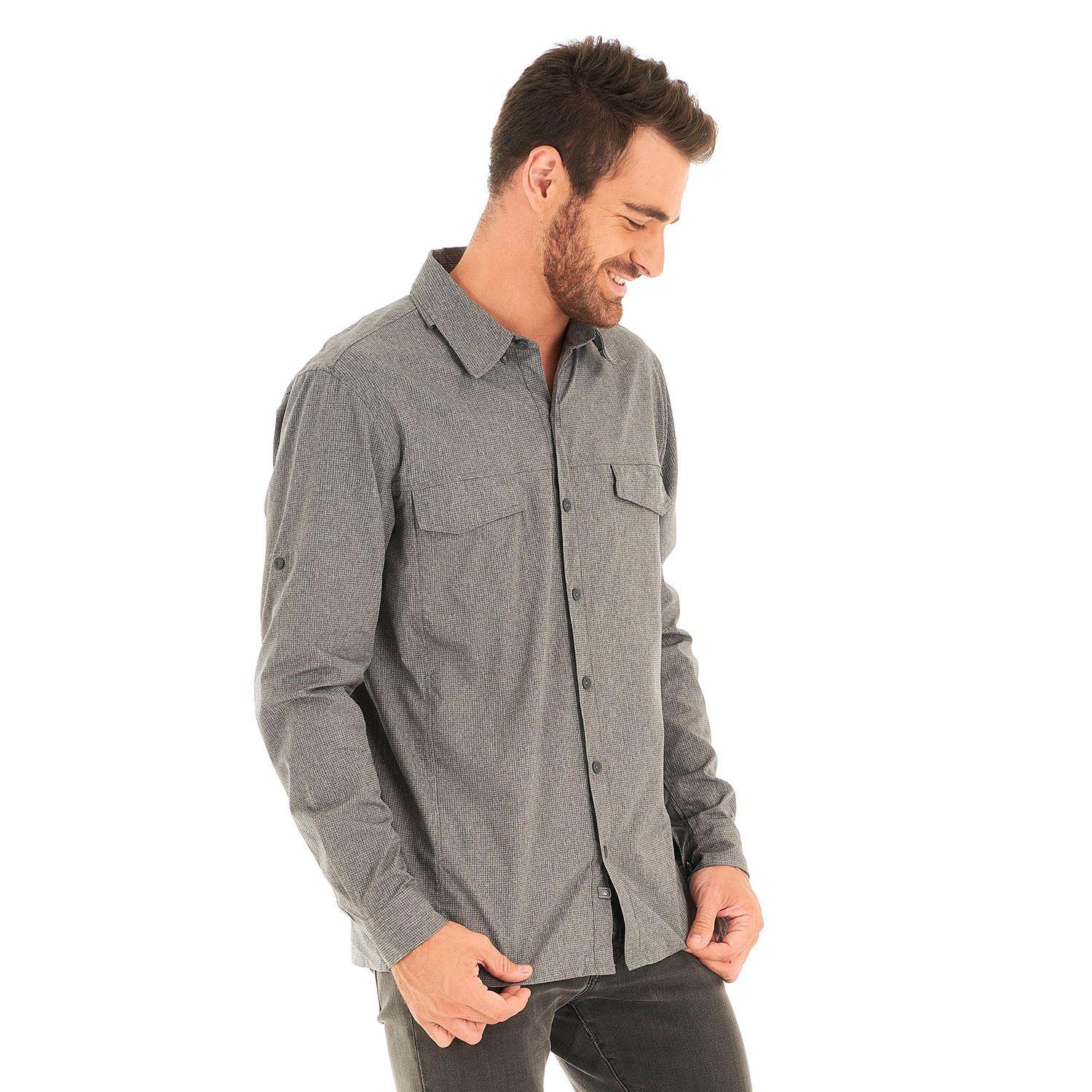 Camisa Hombre Rosselot Long Sleeve Q-Dry Shirt Melange Gris Oscuro Lippi-3