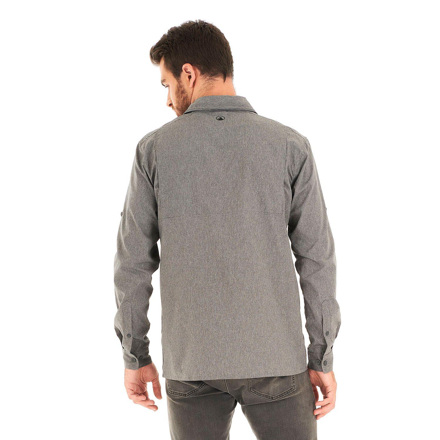 Camisa Hombre Rosselot Long Sleeve Q-Dry Shirt Melange Gris Oscuro Lippi-6