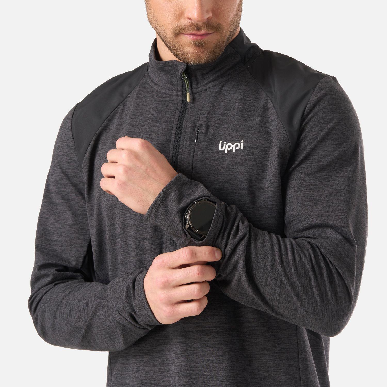 Polerón Hombre Egger 1/4 Zip Negro Lippi V26-4
