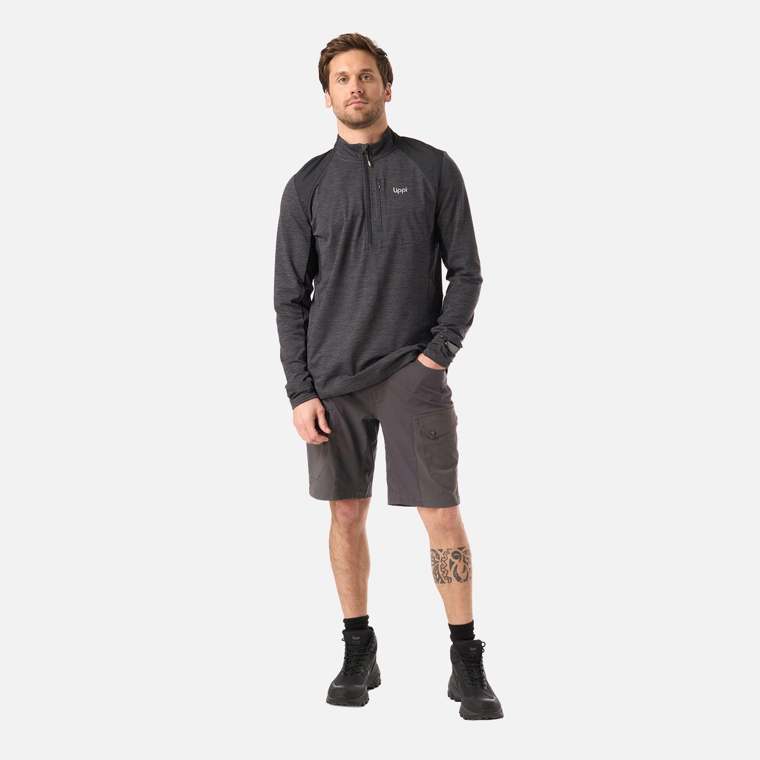 Polerón Hombre Egger 1/4 Zip Negro Lippi V26-5