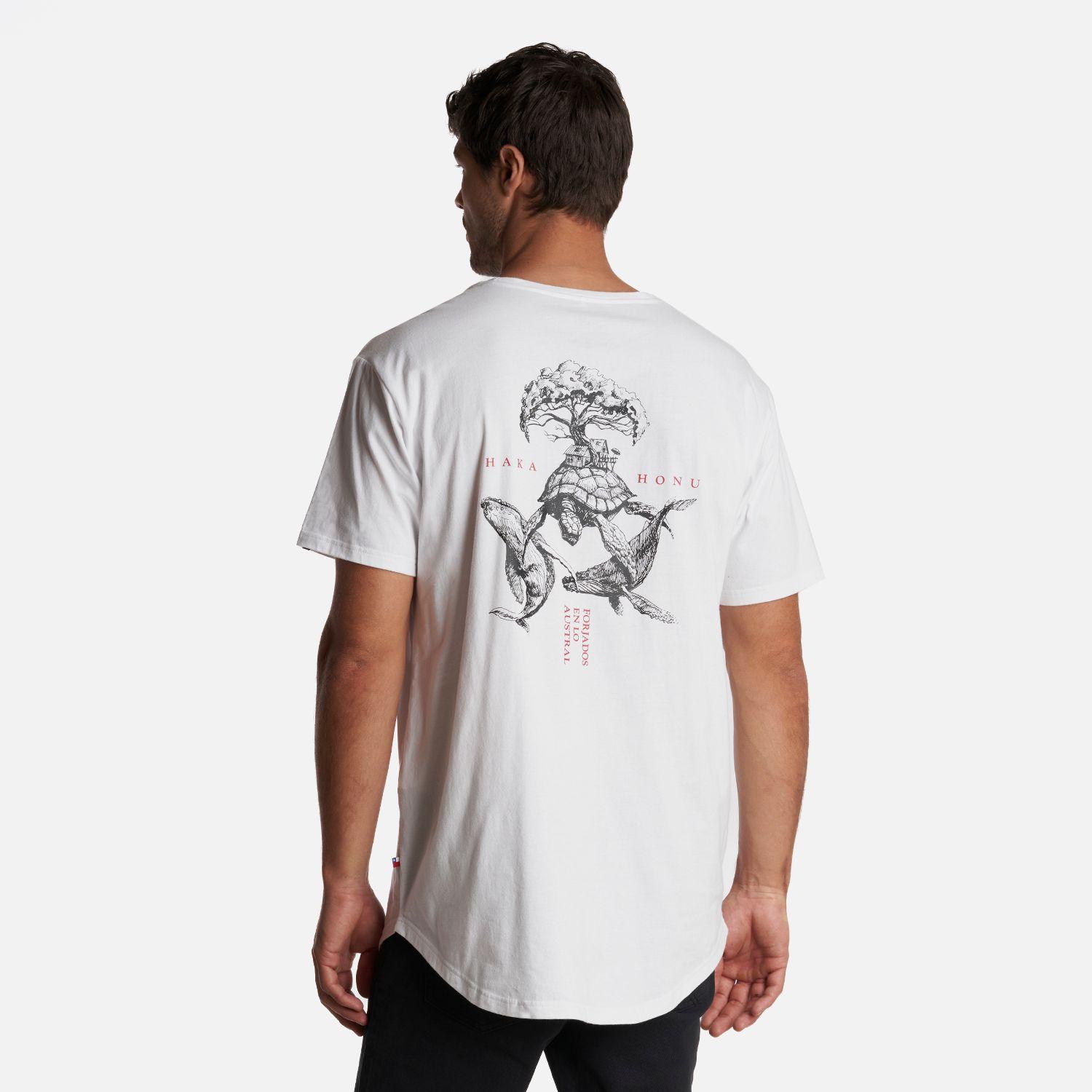 Polera Hombre Fauna Onirica Blanco Haka Honu-3