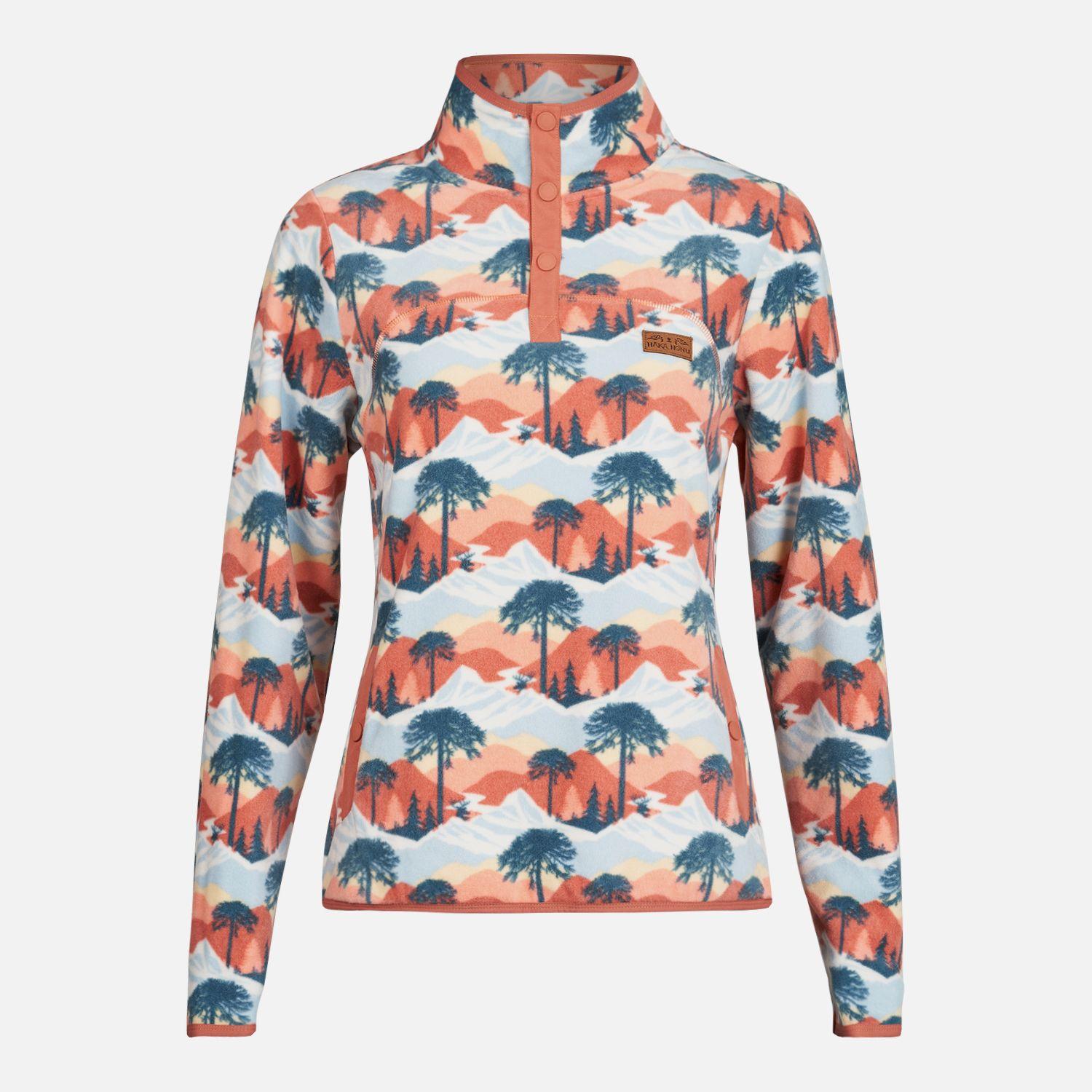 Poleron Mujer Tokerau Print Damasco Haka Honu-1