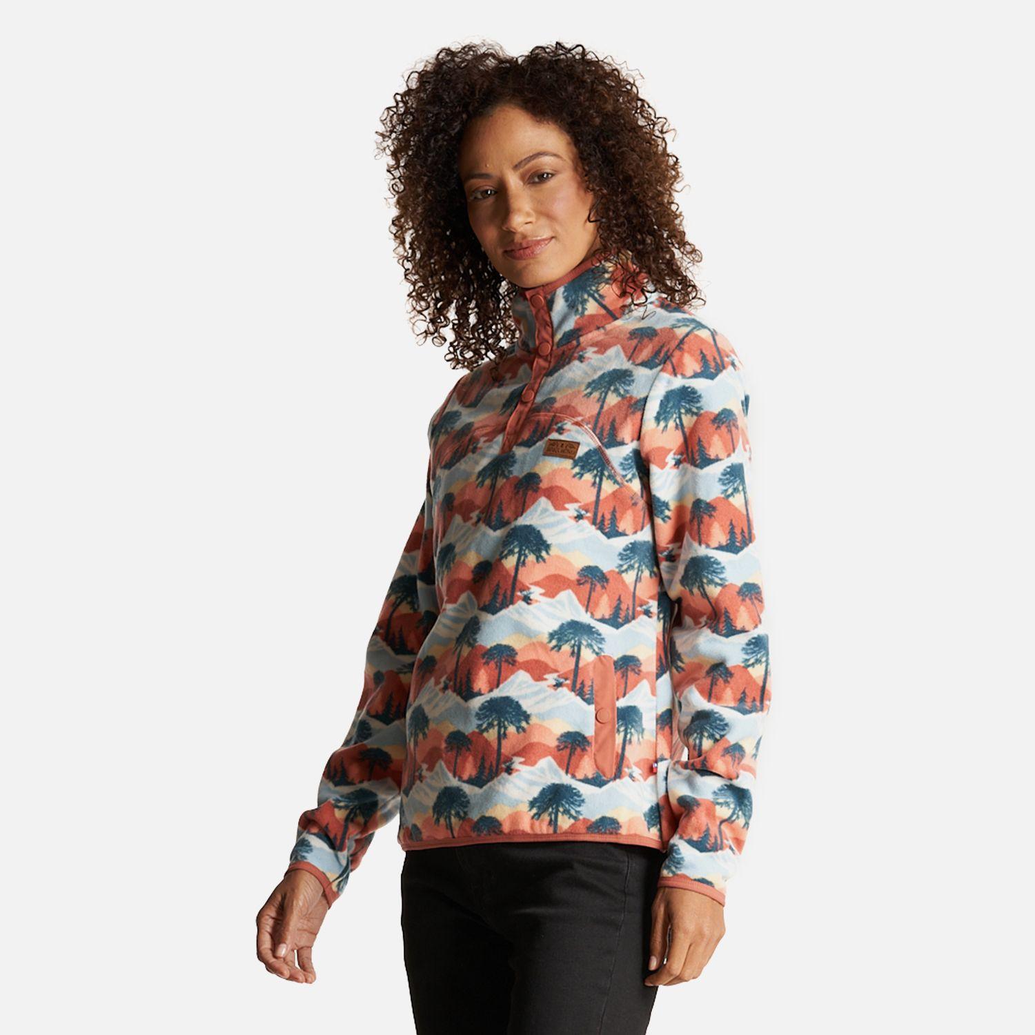 Poleron Mujer Tokerau Print Damasco Haka Honu-5