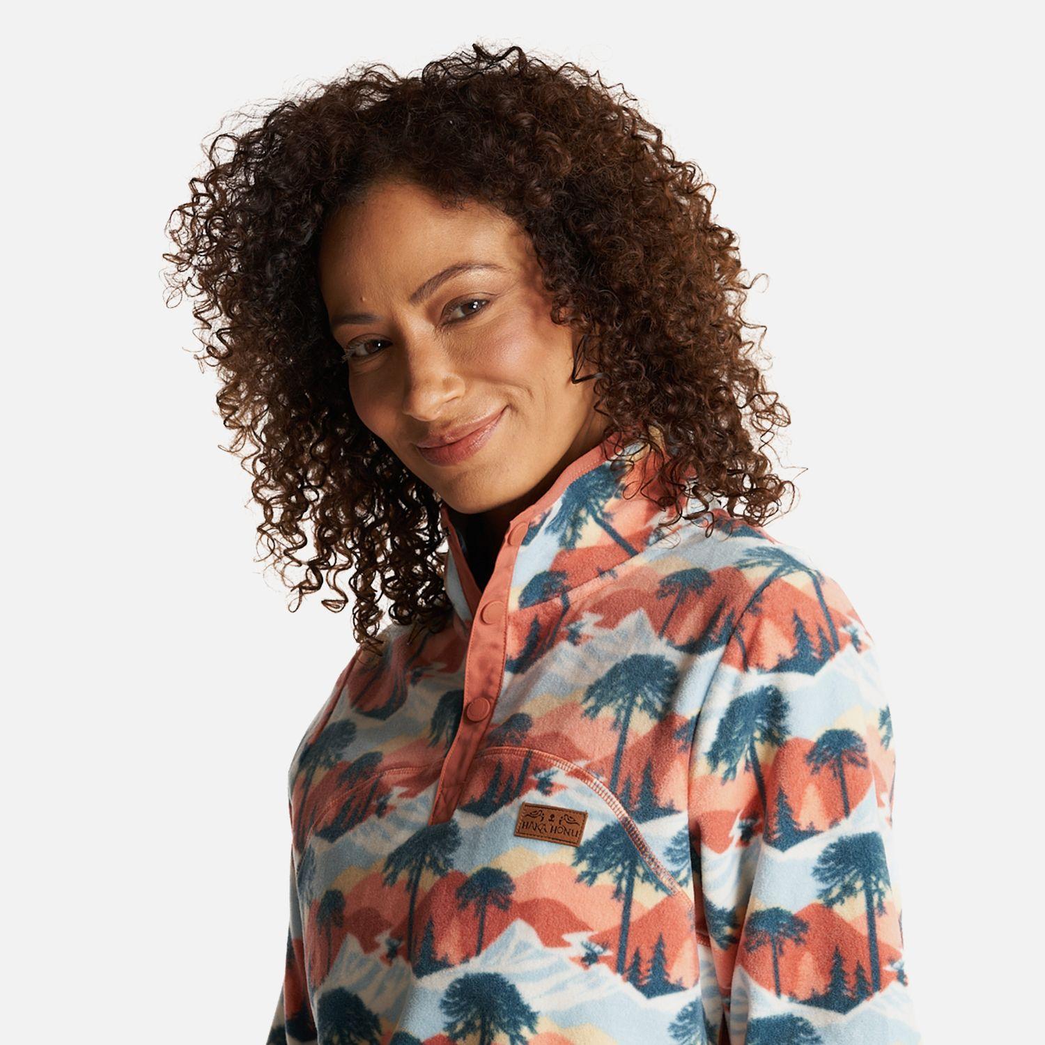 Poleron Mujer Tokerau Print Damasco Haka Honu-8