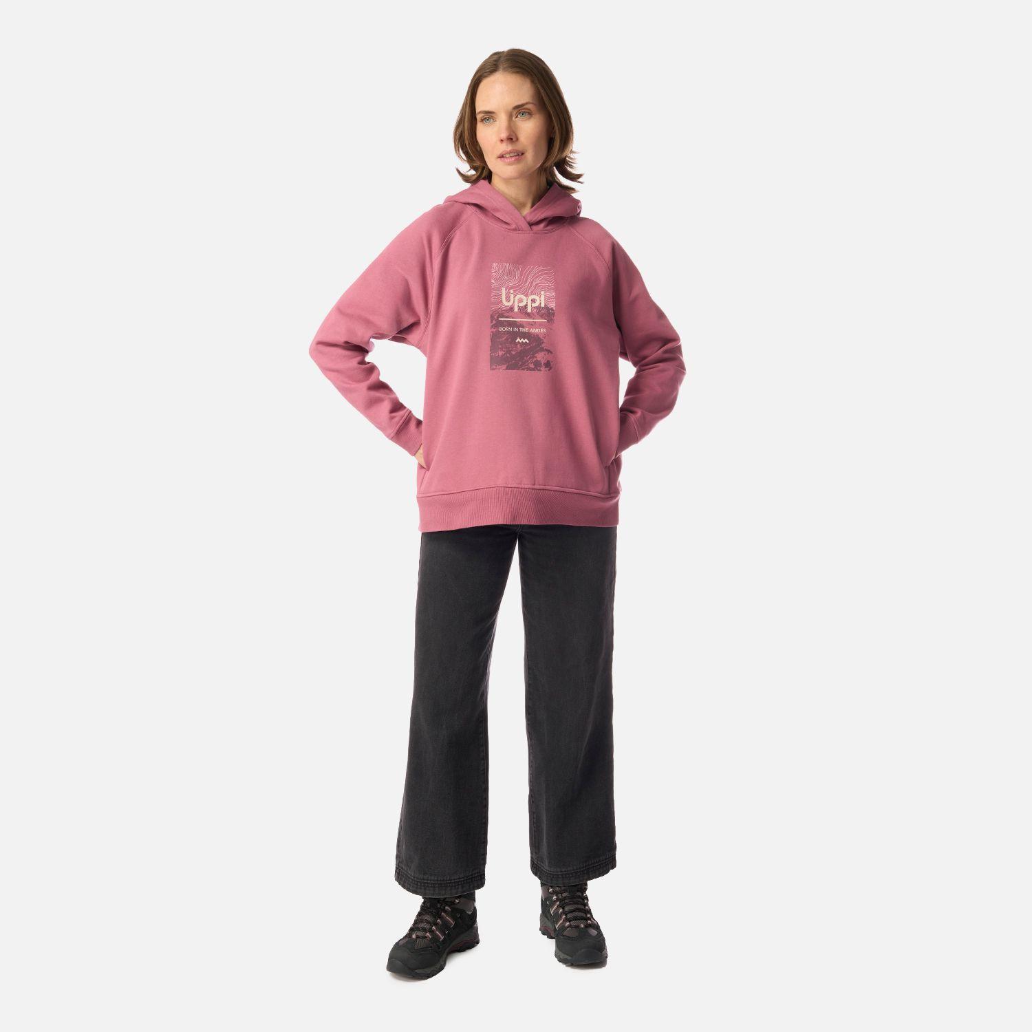 Polerón Mujer Insigne Hoody Sweatshirt Front Print Rosa Oscuro Lippi-5