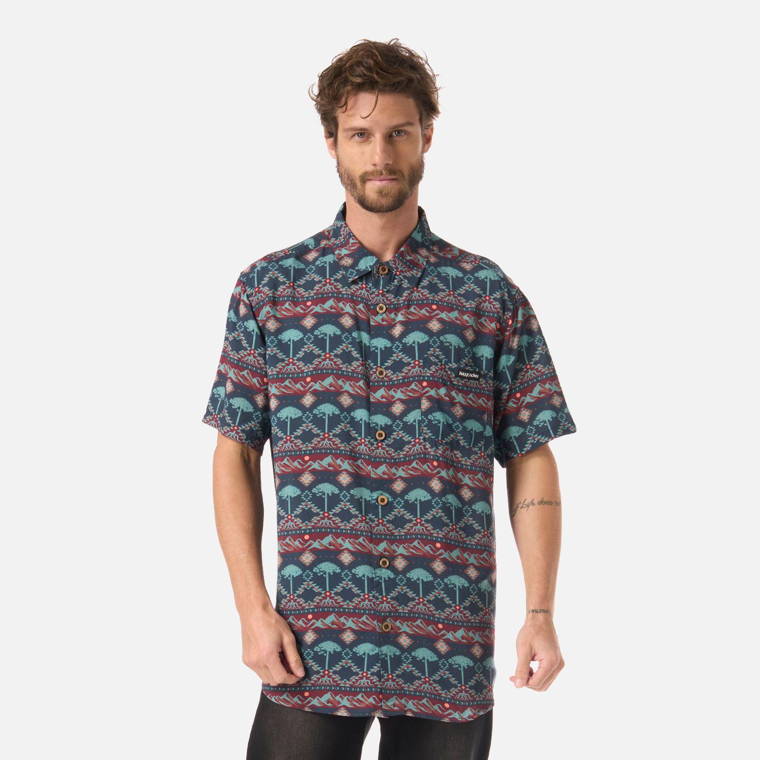 Camisa Hombre Good Karma Print Azul Noche Haka Honu V26-0