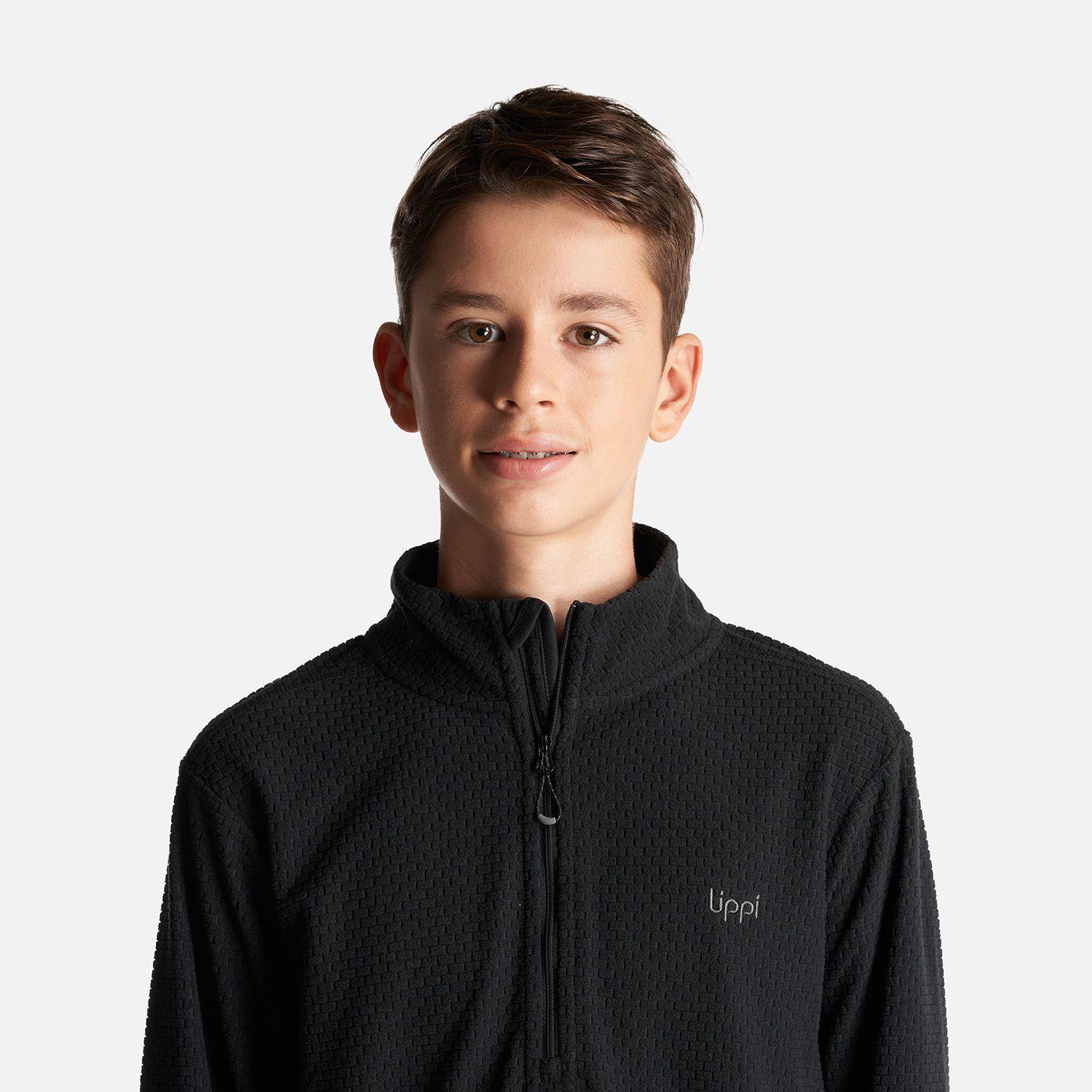 Poleron Teen Boy Mild Nano-F 14 Zip Negro Lippi I23-4