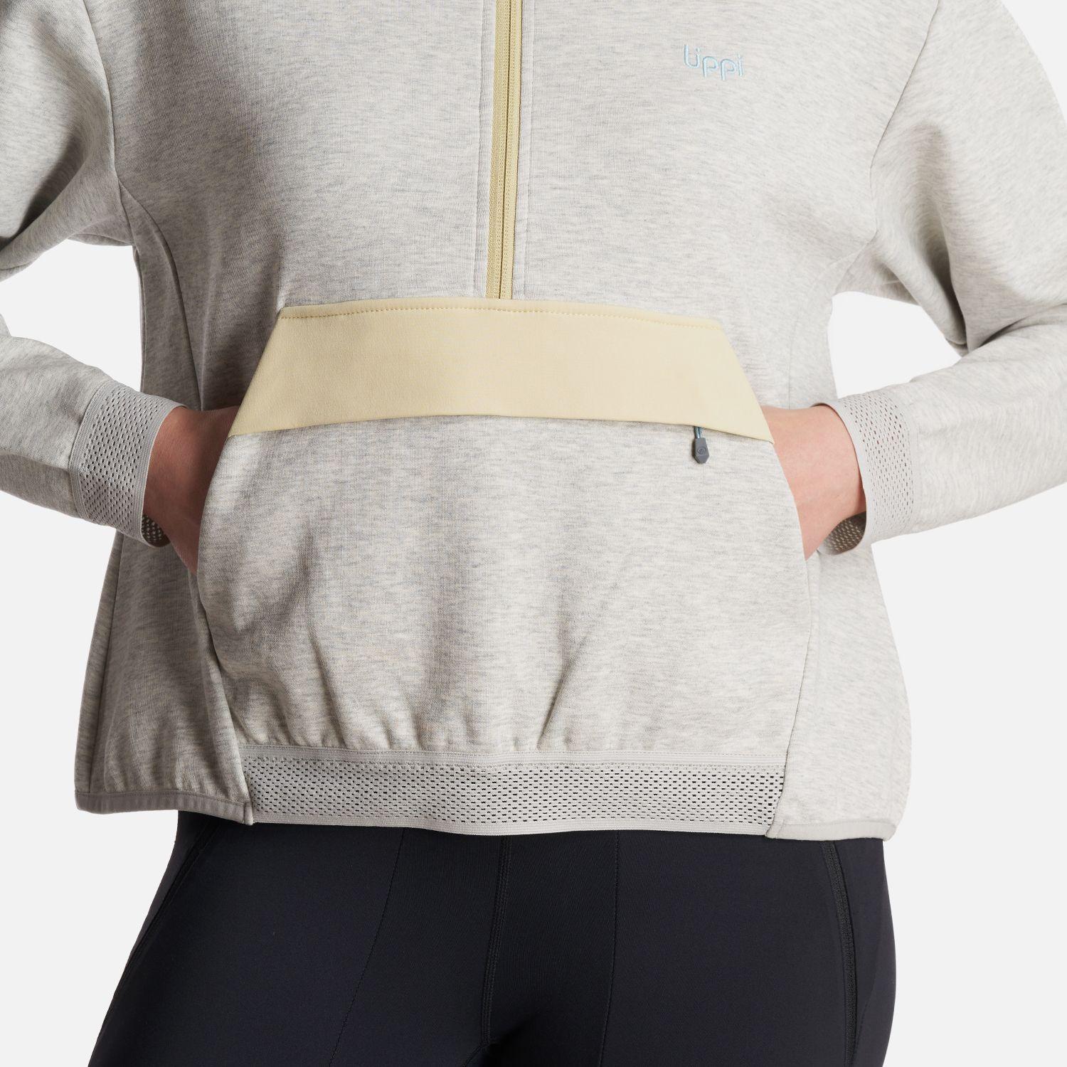 Poleron Mujer  DownStreet 1/4 Zip Sweatshirt Melange Gris Lippi-5