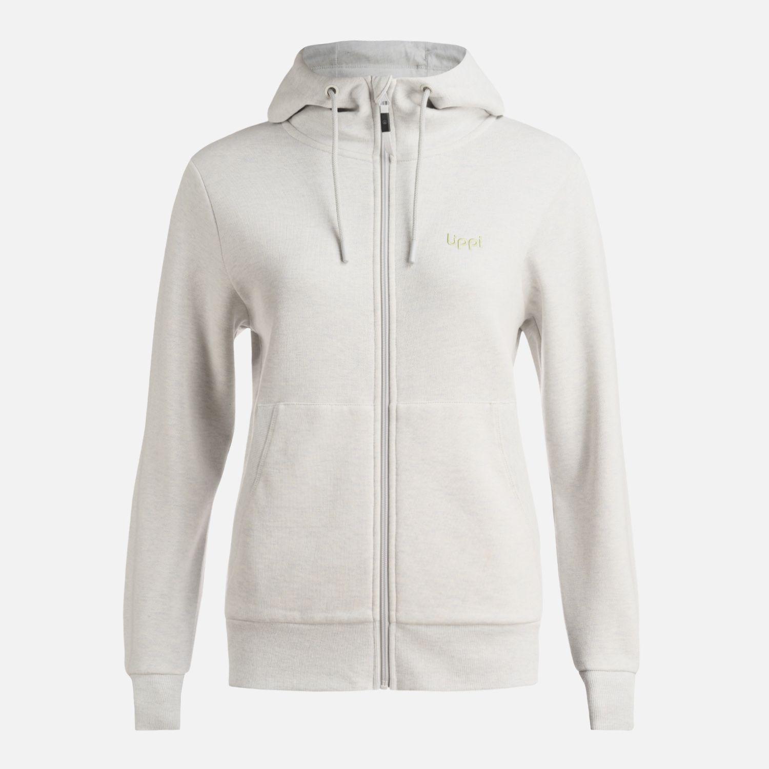 Poleron Mujer Ulmo Full Zip Hoody Sweatshirt Melange Gris Claro Lippi I24-0