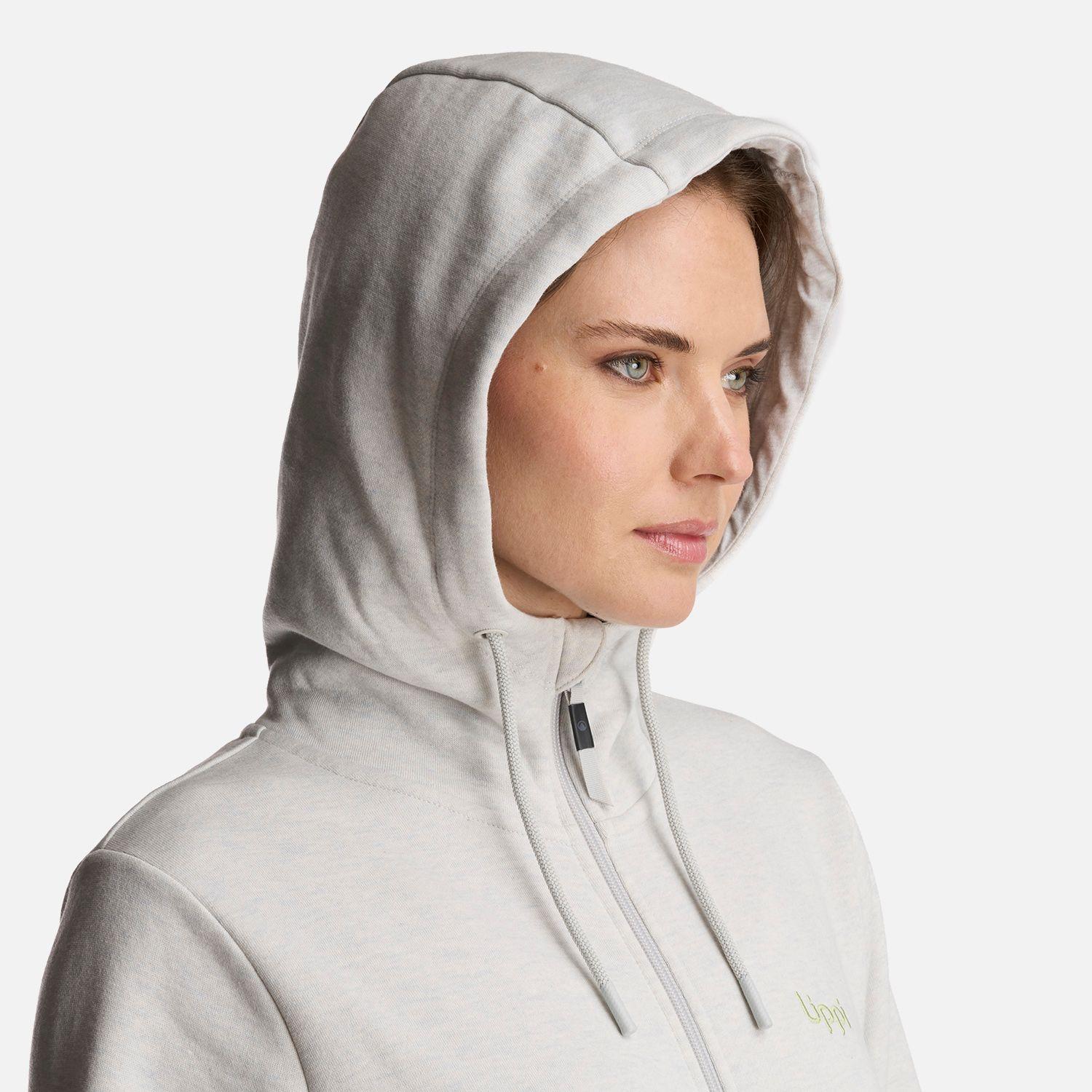 Poleron Mujer Ulmo Full Zip Hoody Sweatshirt Melange Gris Claro Lippi I24-5