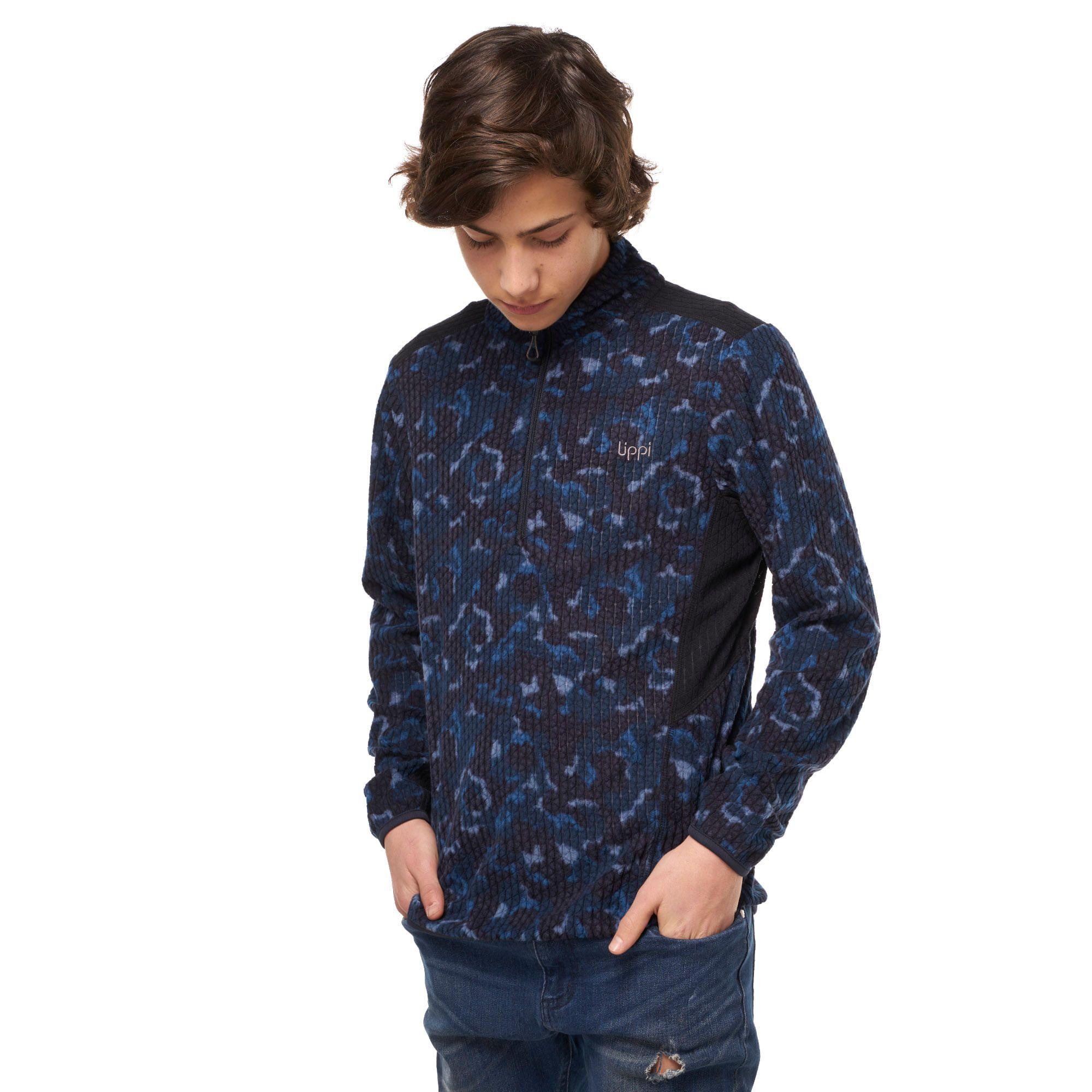 Poleron Teen Boy Mild Nano-F 1/4 Zip Print Azul Noche Lippi-1