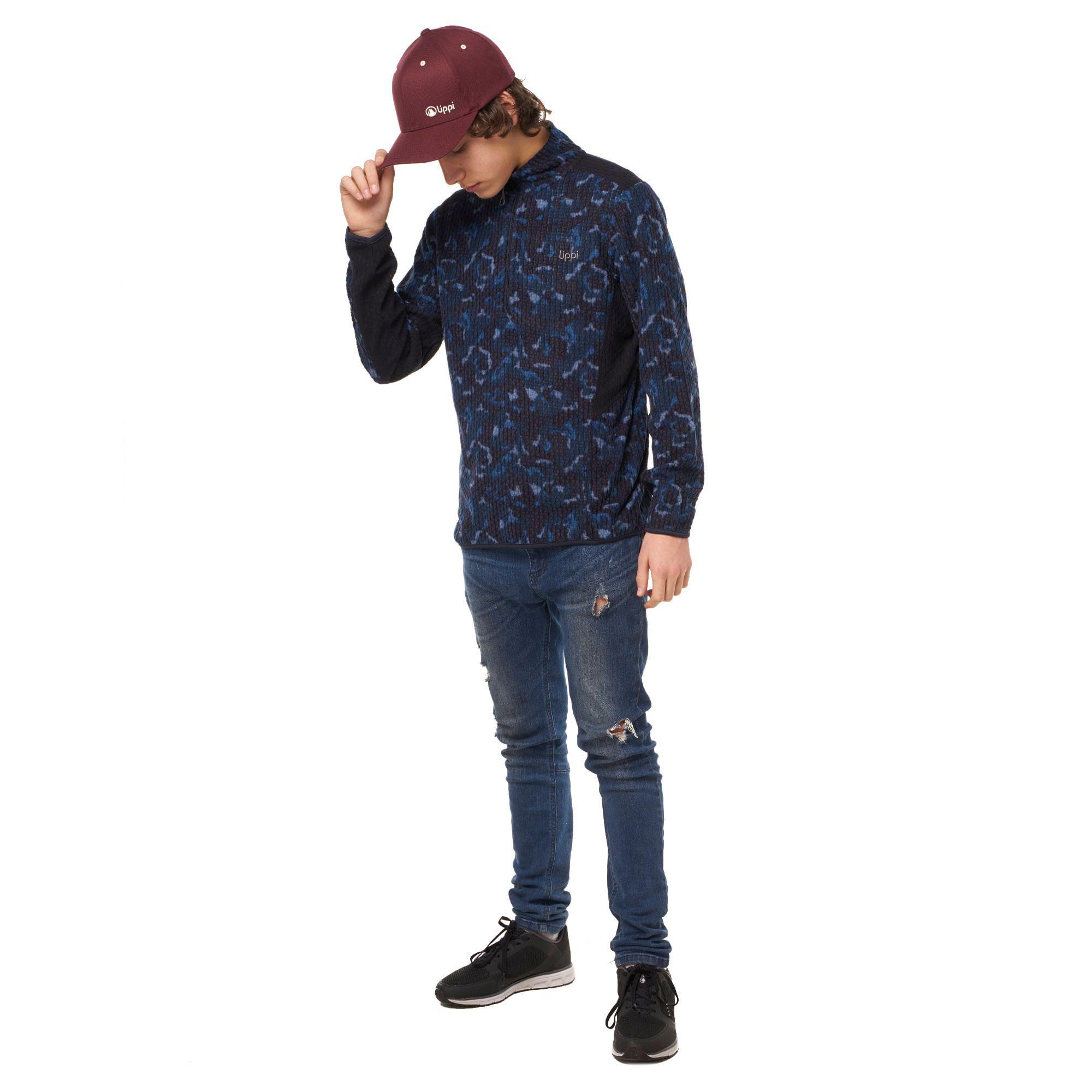 Poleron Teen Boy Mild Nano-F 1/4 Zip Print Azul Noche Lippi-3