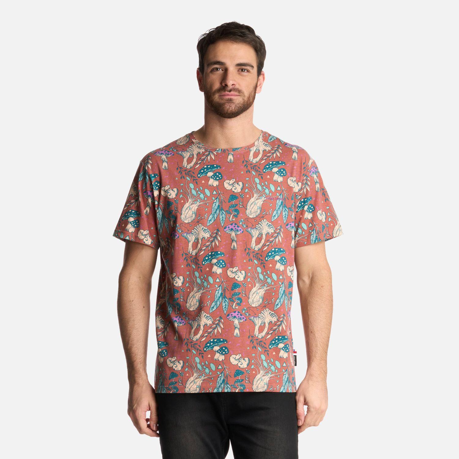 Polera Hombre Mundo Fungi Print Terracota Haka Honu-0