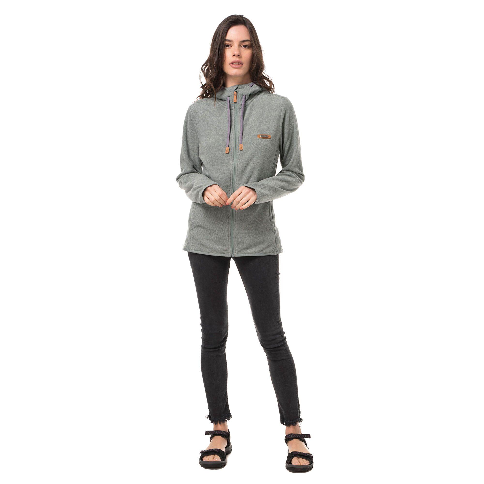 Poleron Mujer Stripes Nano-F Full Zip Verde Grisaceo Lippi-2