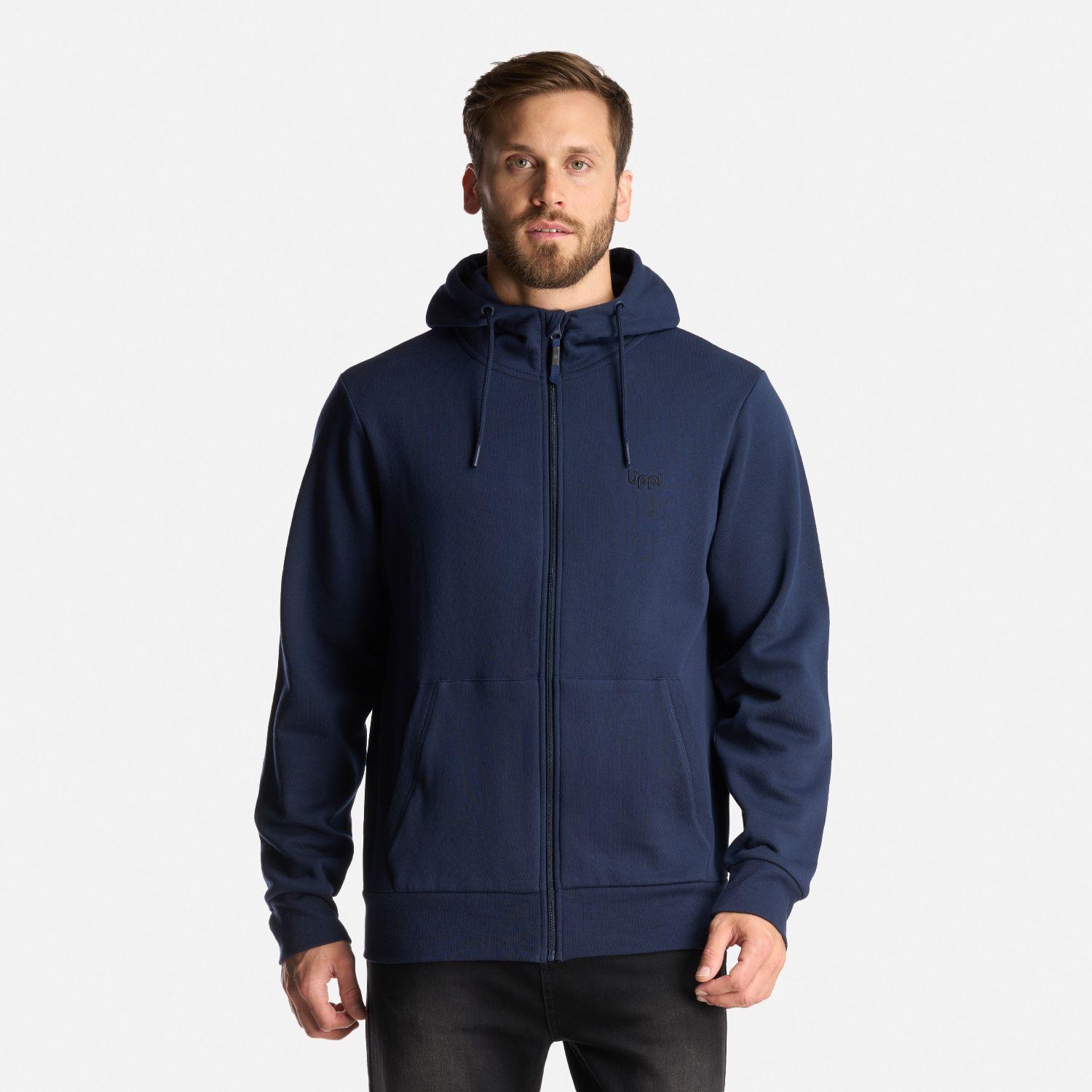 Poleron Hombre Ulmo Full Zip Hoody Sweatshirt Azul Marino Lippi-1