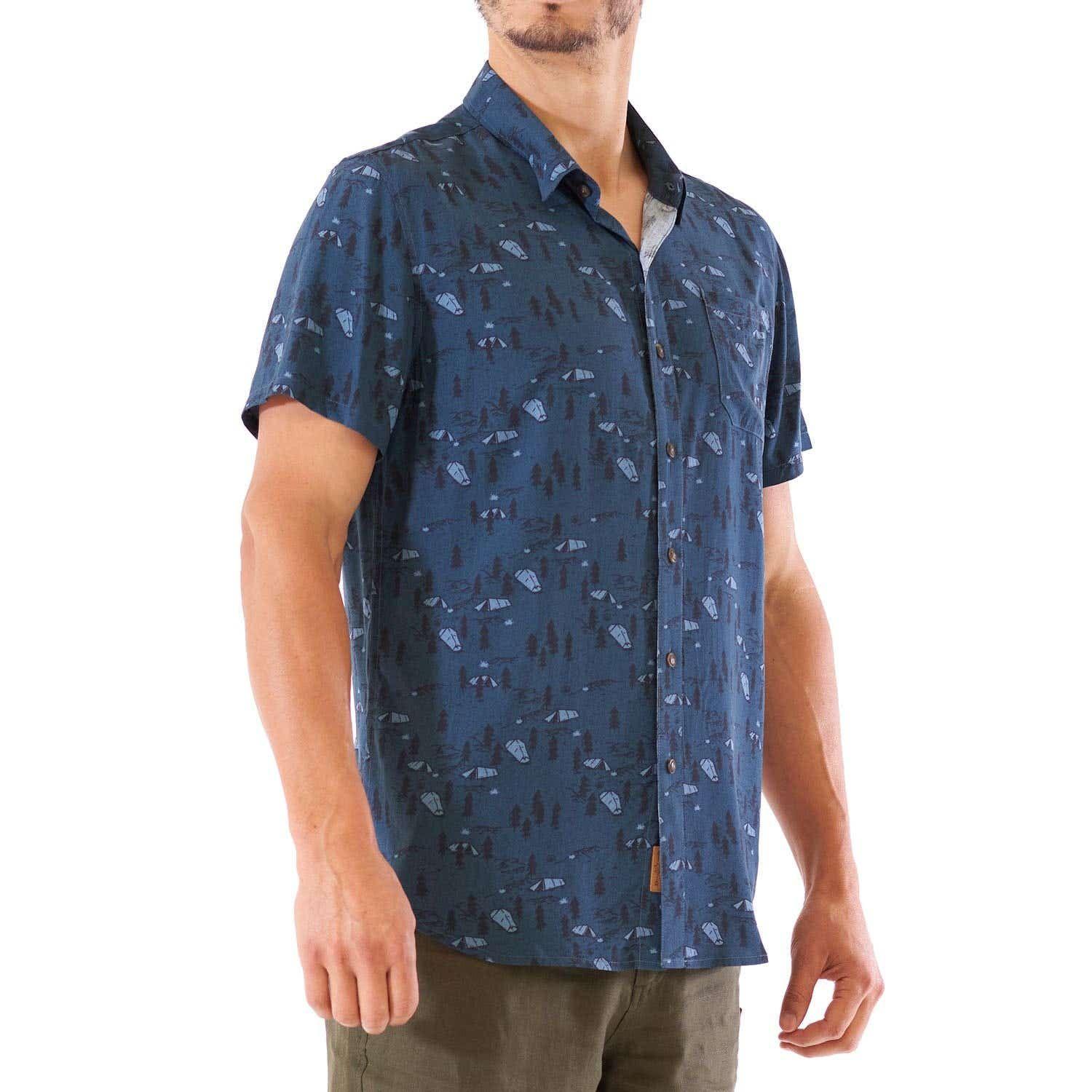 Camisa Hombre Woodpecker Short Sleeve Shirt Print Azul Lippi V22-2