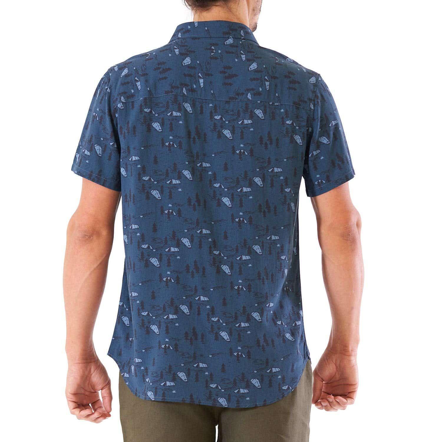 Camisa Hombre Woodpecker Short Sleeve Shirt Print Azul Lippi V22-4