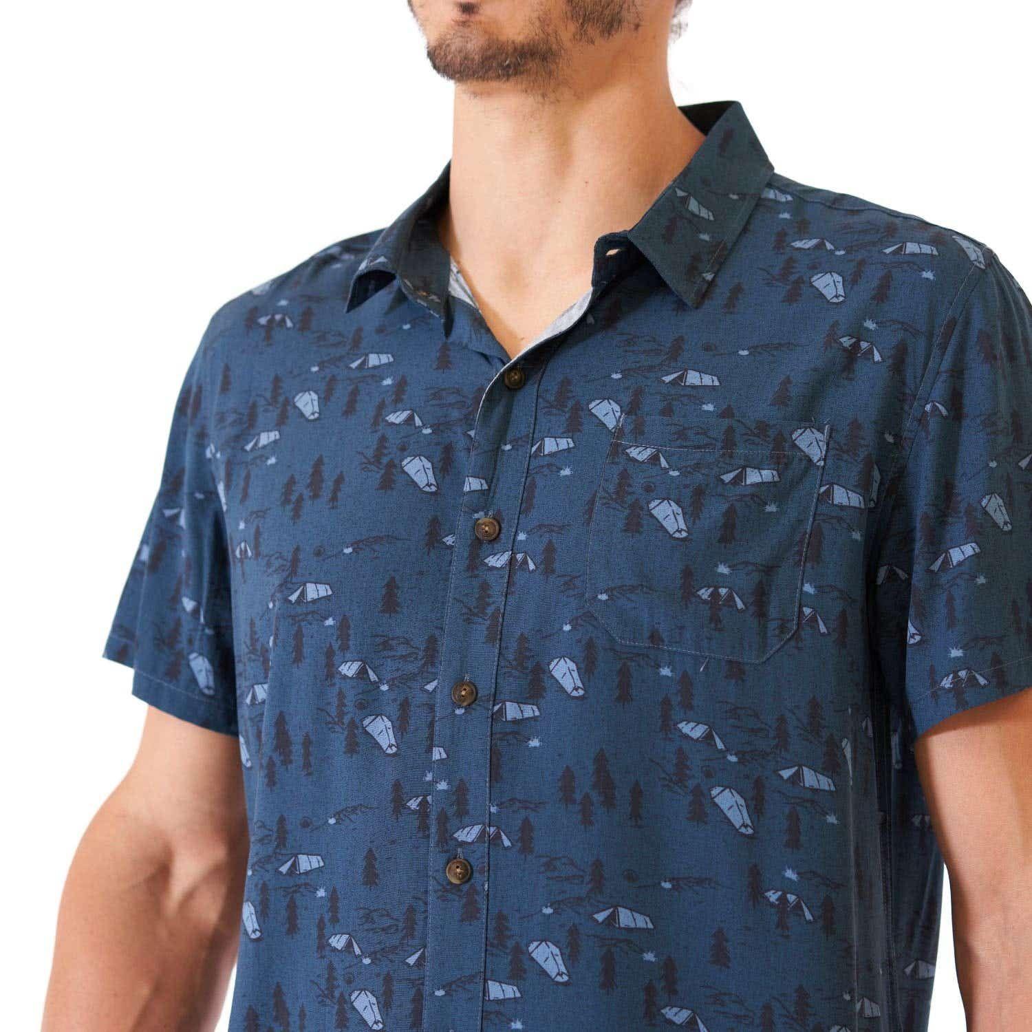 Camisa Hombre Woodpecker Short Sleeve Shirt Print Azul Lippi V22-5