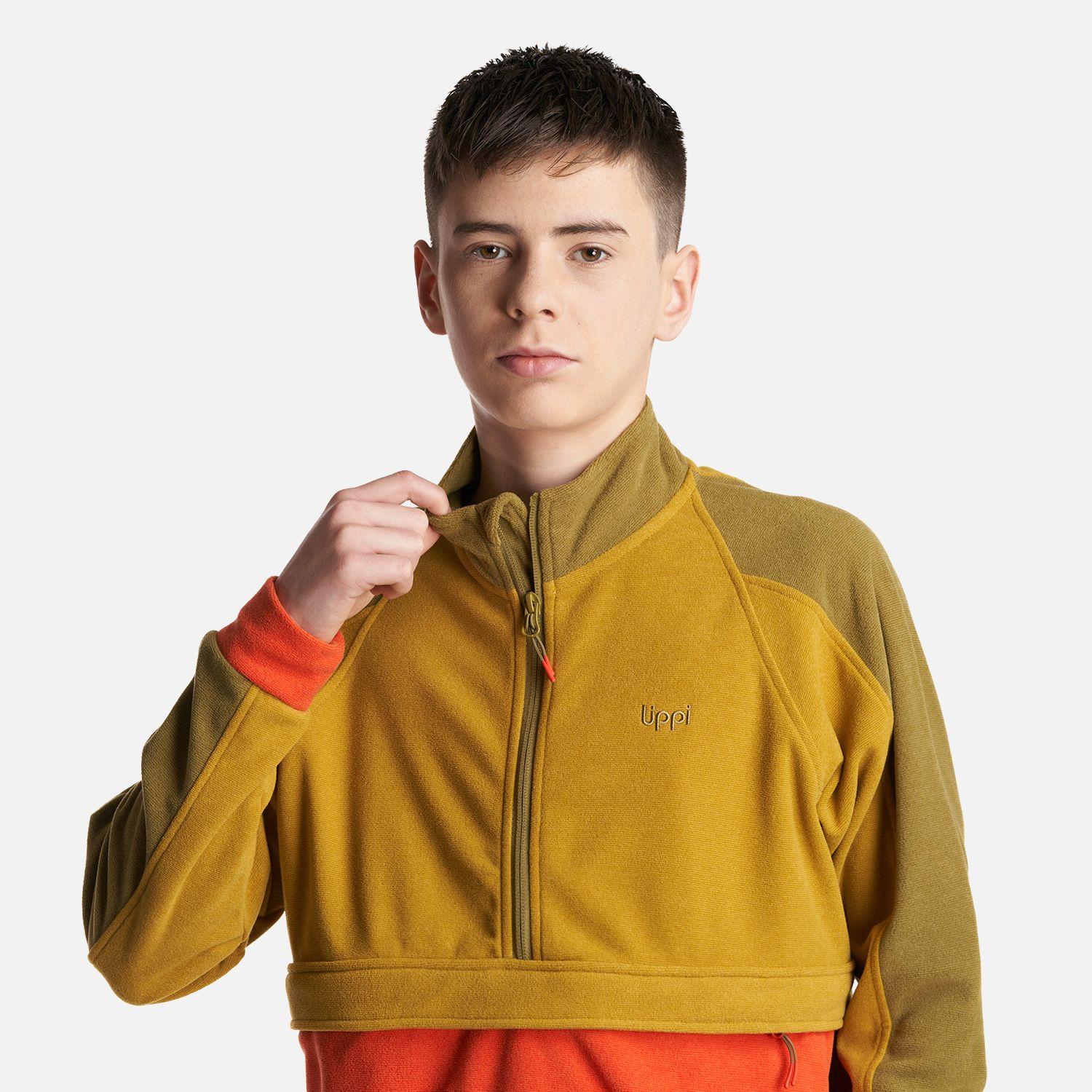 Poleron Teen Boy FirePlace 1/4 Zip Sweatshirt Mostaza Oscuro Lippi-4