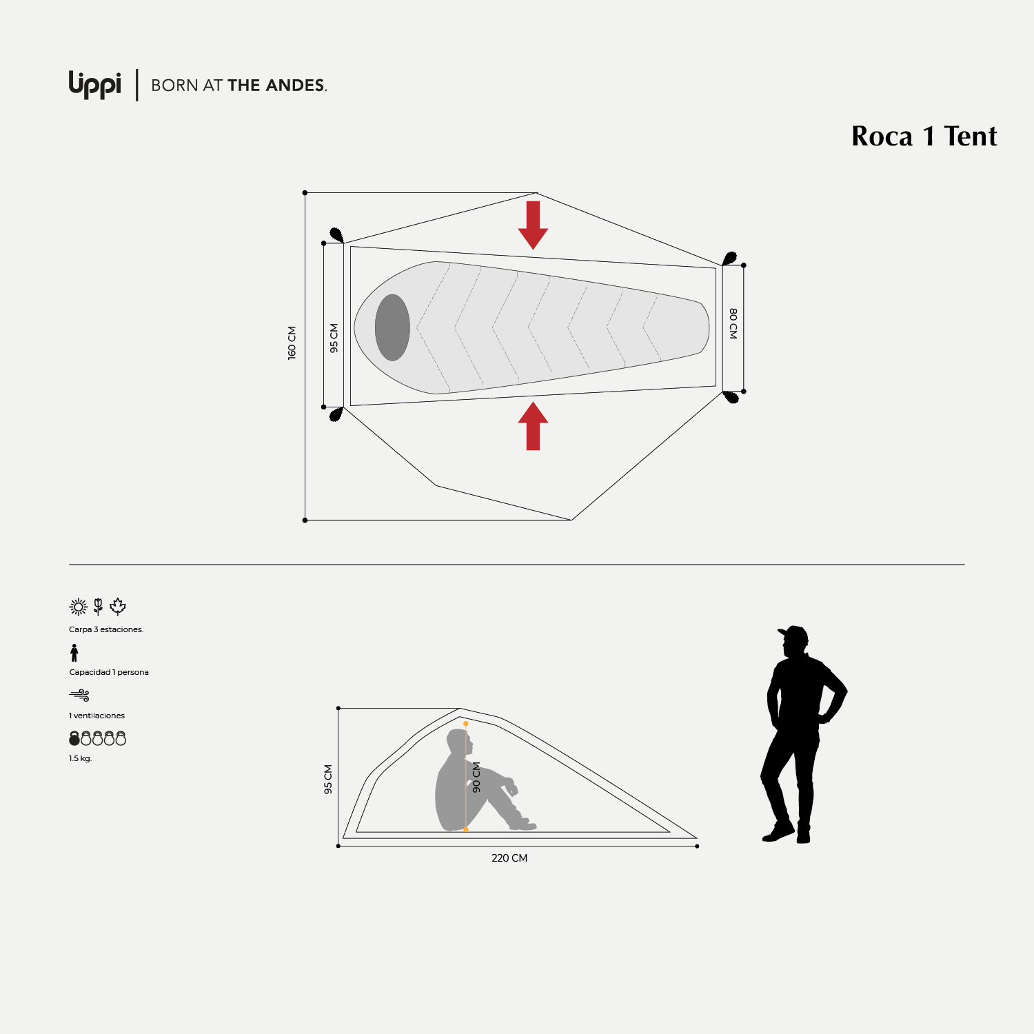 Carpa Unisex Roca 1 Tent Rojo Lippi-8